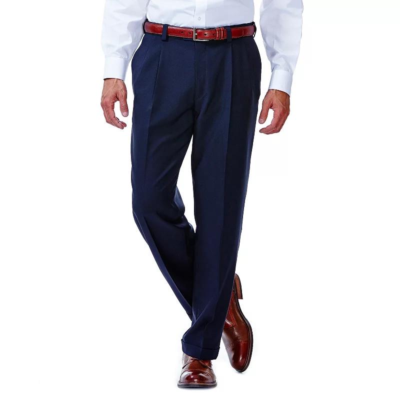 Men's Haggar® eCLo™ Stria Classic-Fit Hidden Expandable Waist Pleated Dress Pants,  Product Image