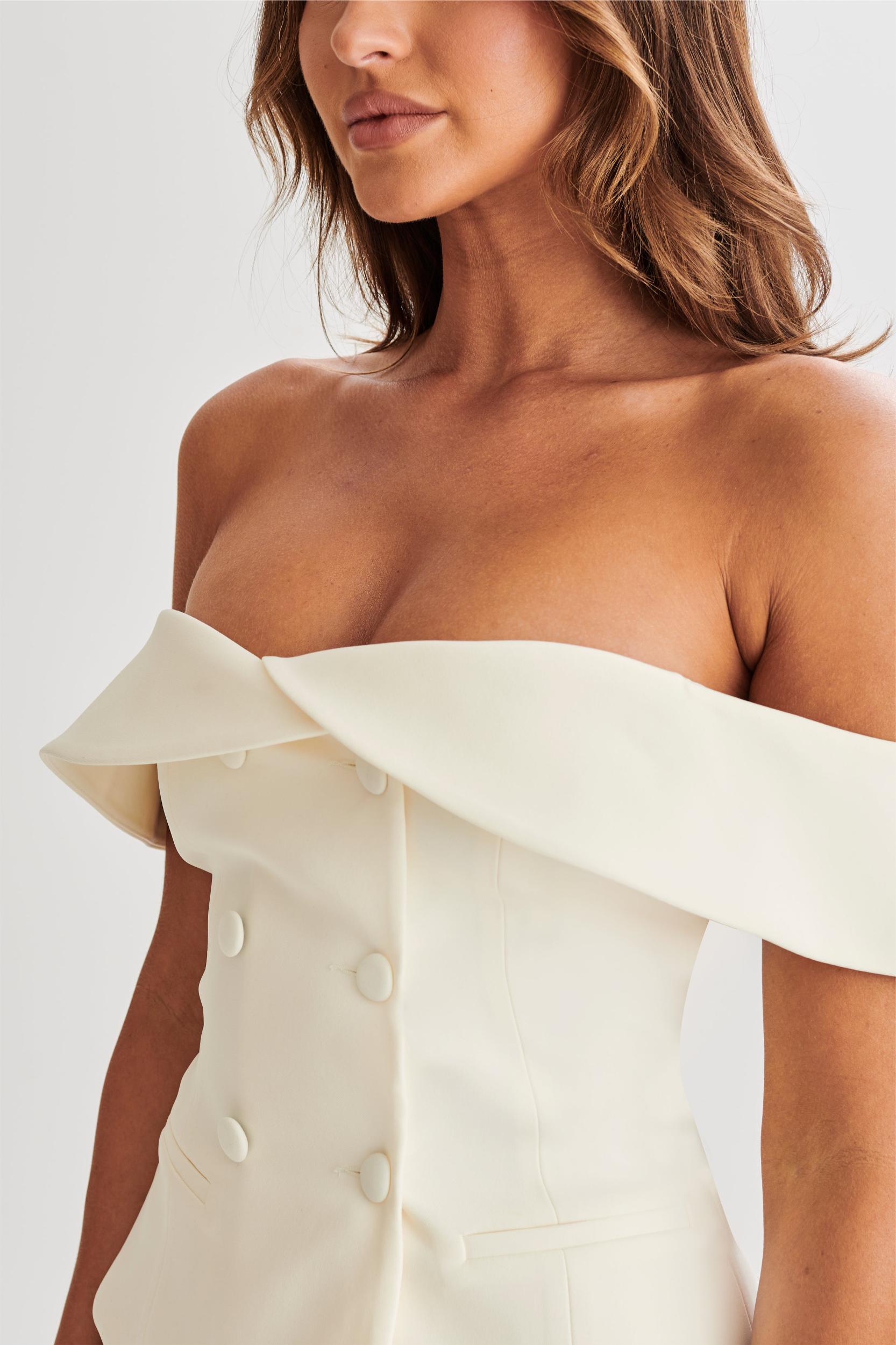 Krista Strapless Suiting Top - Ivory Product Image