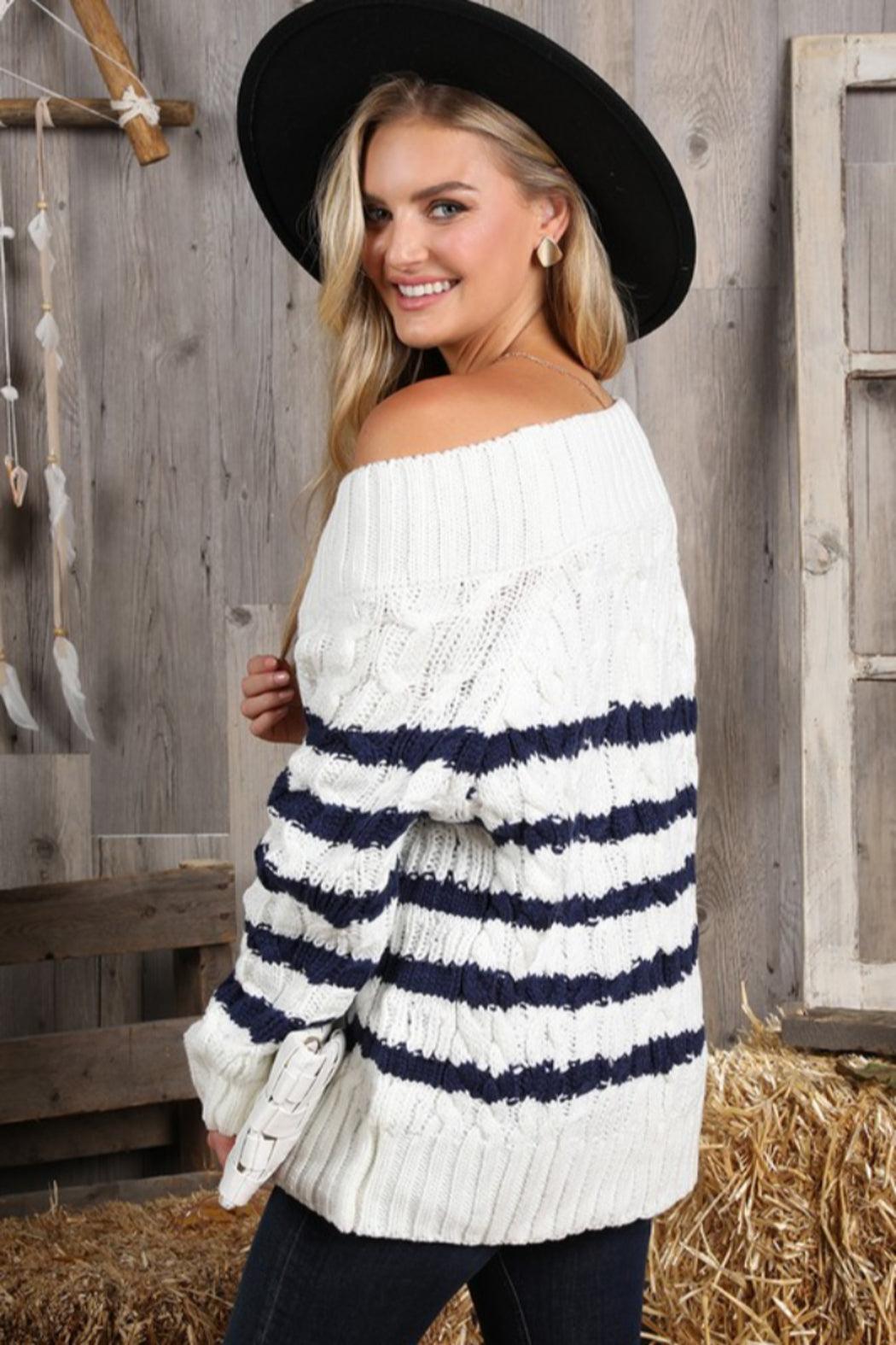 Stripe Tunic Length Sweater Product Image