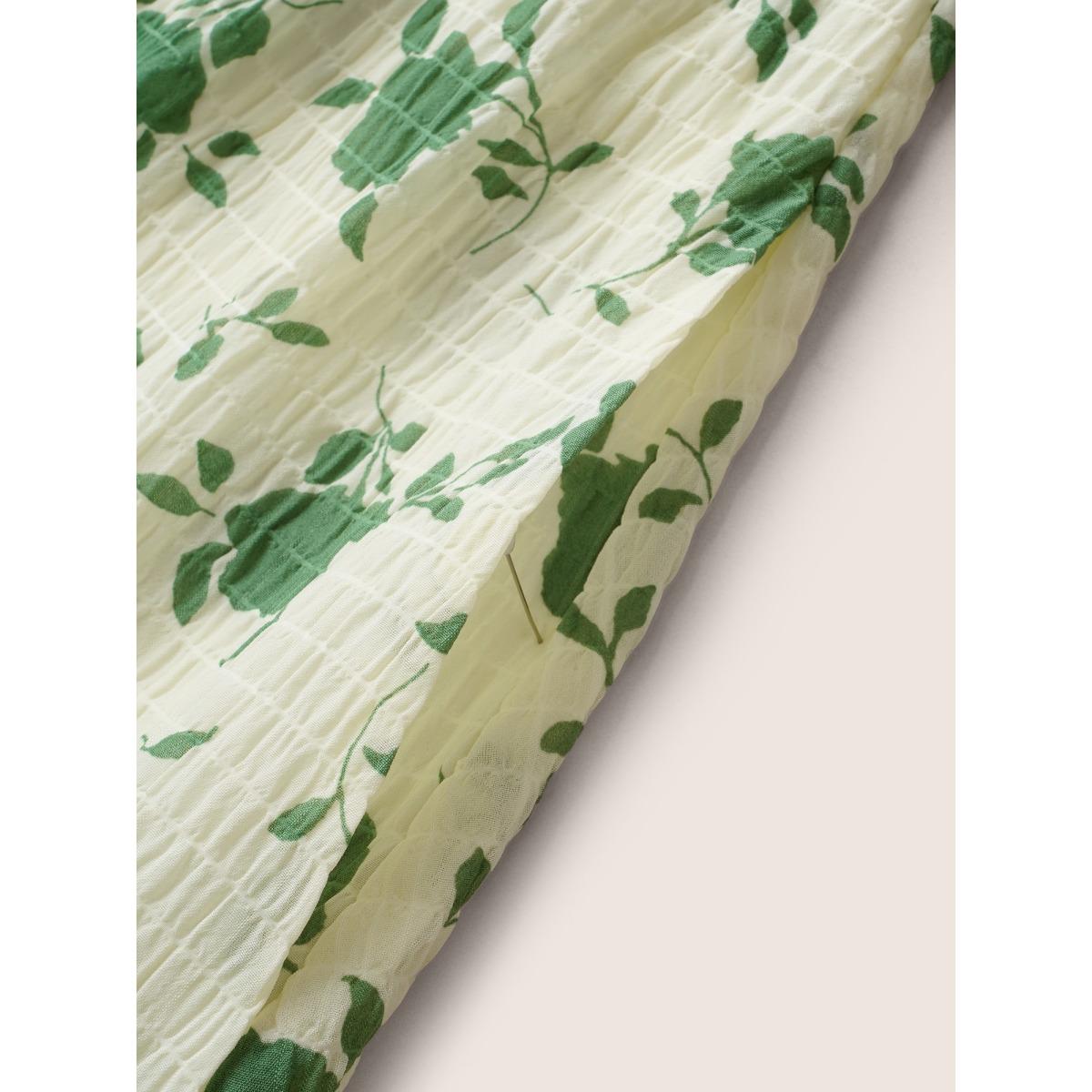 Plus Size Square Neck Floral Texture Ruffle Trim Dress Palemauve Women Elegant Texture Square Neck Cap Sleeve Curvy BloomChic 22-24/3X Product Image