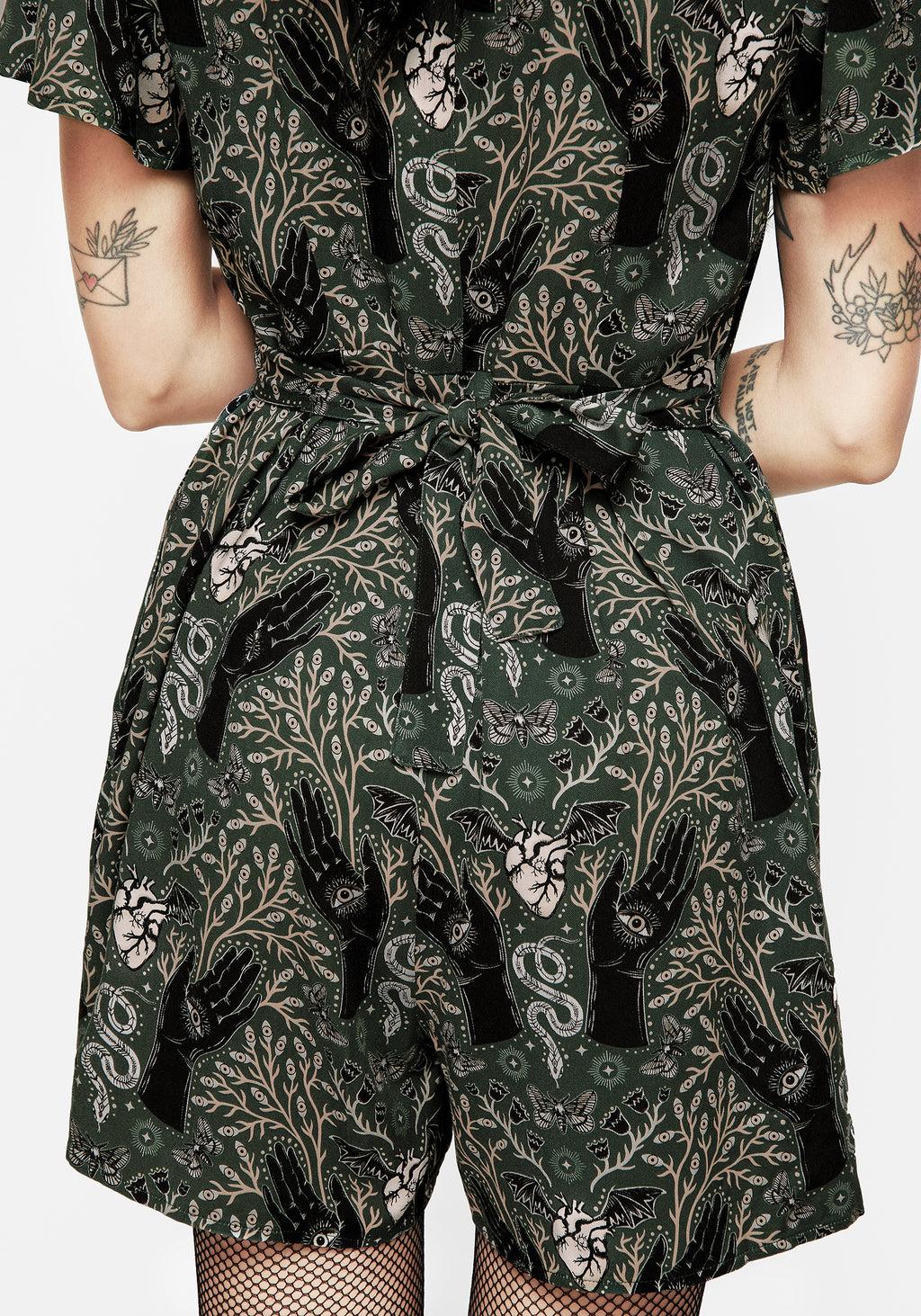 Hemlock V-Neck Playsuit - Green Product Image