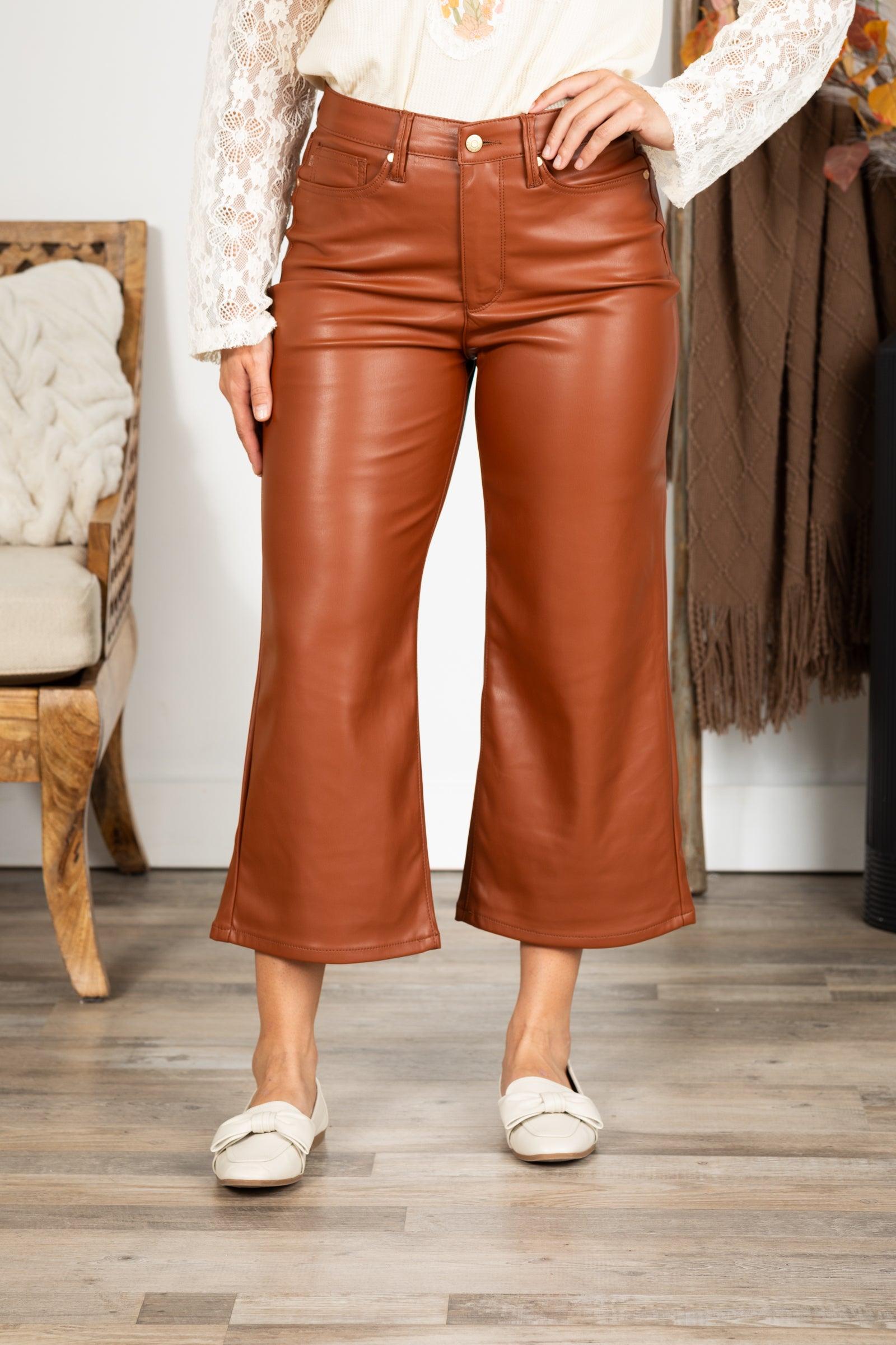Tummy Control Faux Leather Crop Pant Product Image
