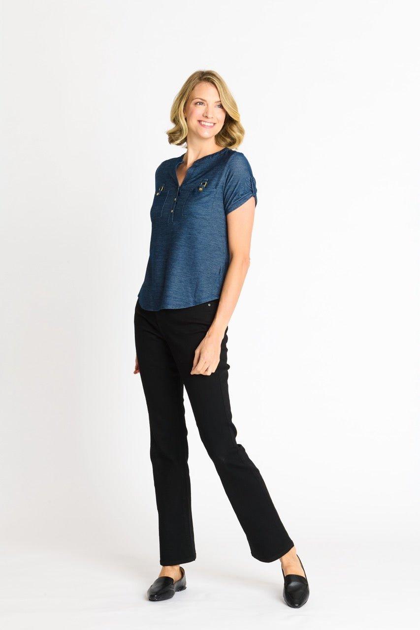 Denim Roll-Tab Buckle Henley Product Image