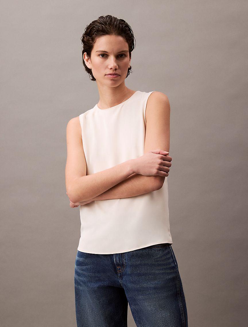 Solid Crewneck Shell Tank Product Image