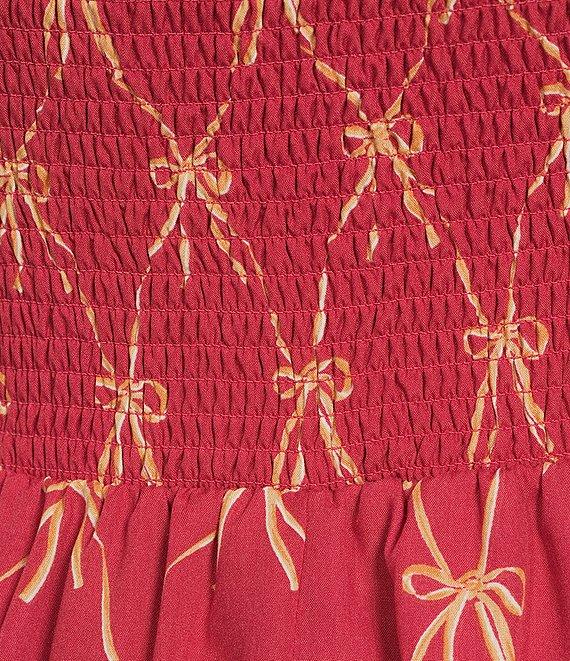 Midnight Doll Bow Print Pleated Midi Dress Product Image