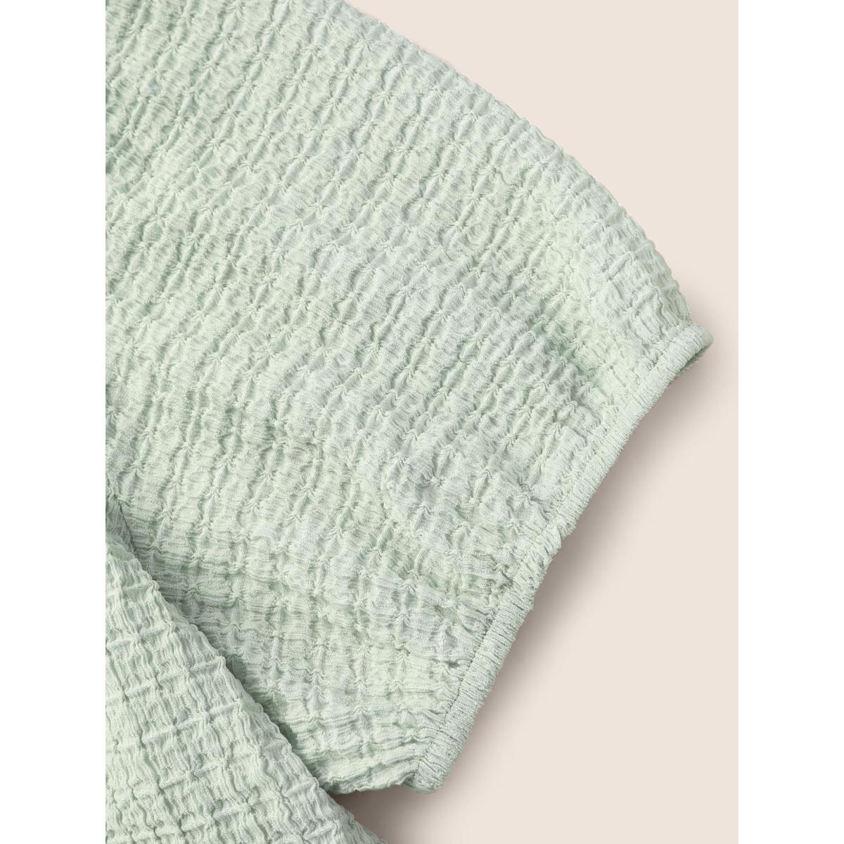 Plus Size U Neck Plain Textured Puff Sleeve T-shirt Palemauve Women Casual Texture U-neck Everyday T-shirts BloomChic 10/M Product Image