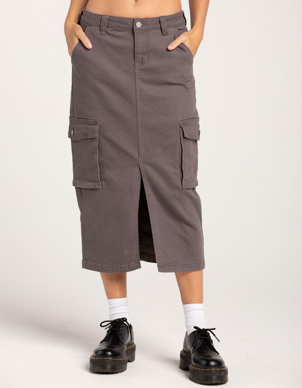 RSQ Womens Mid Rise Cargo Midi Skirt - GRAY Product Image