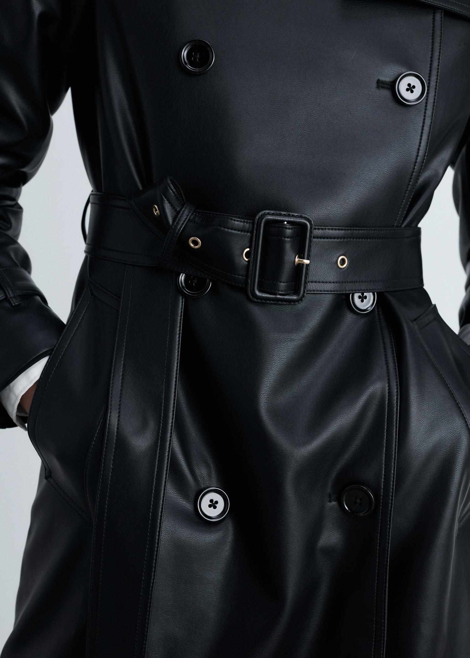 Leather-effect trench coat - Women | MANGO USA Product Image