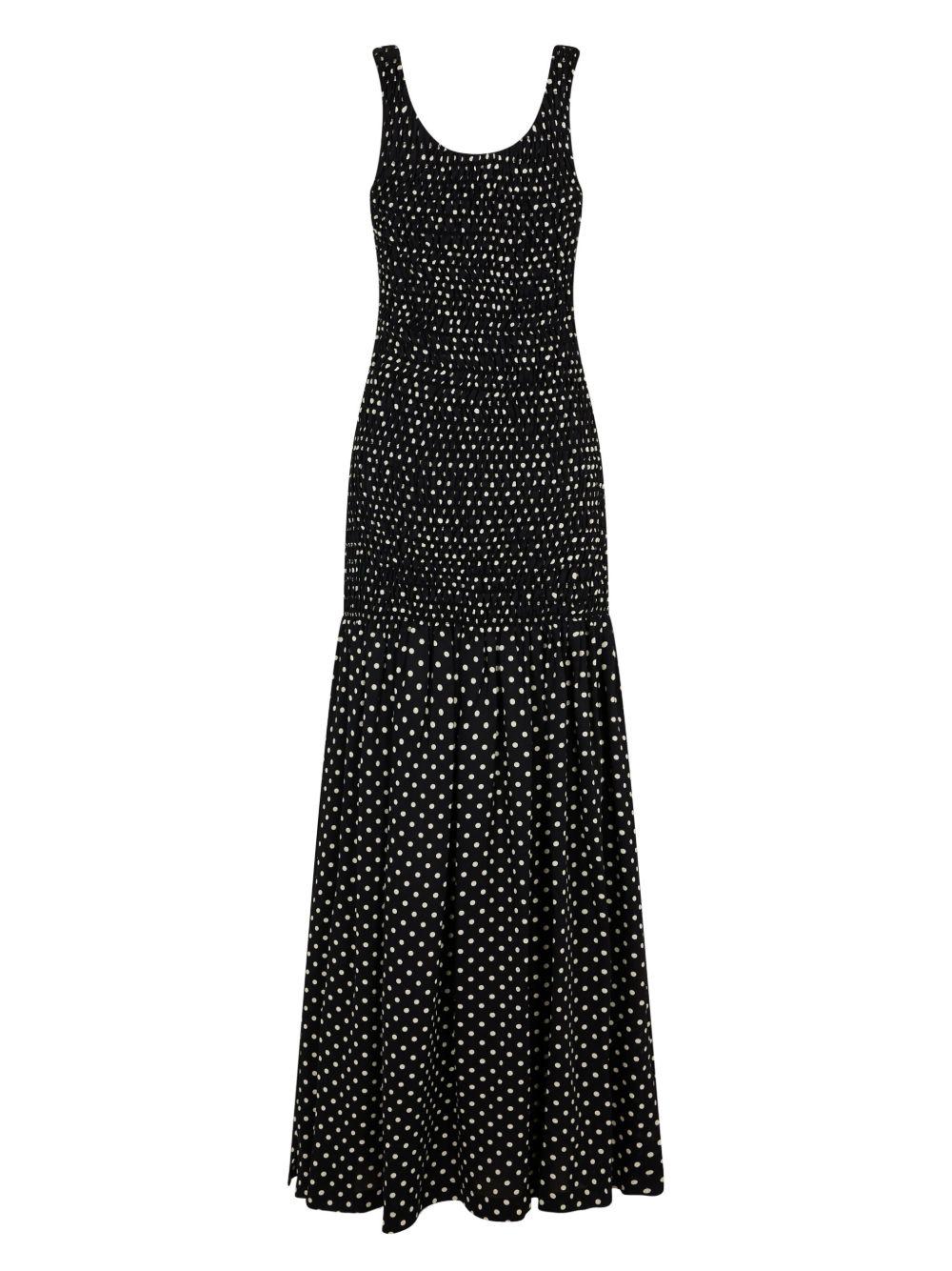 polka-dot crepe long dress Product Image
