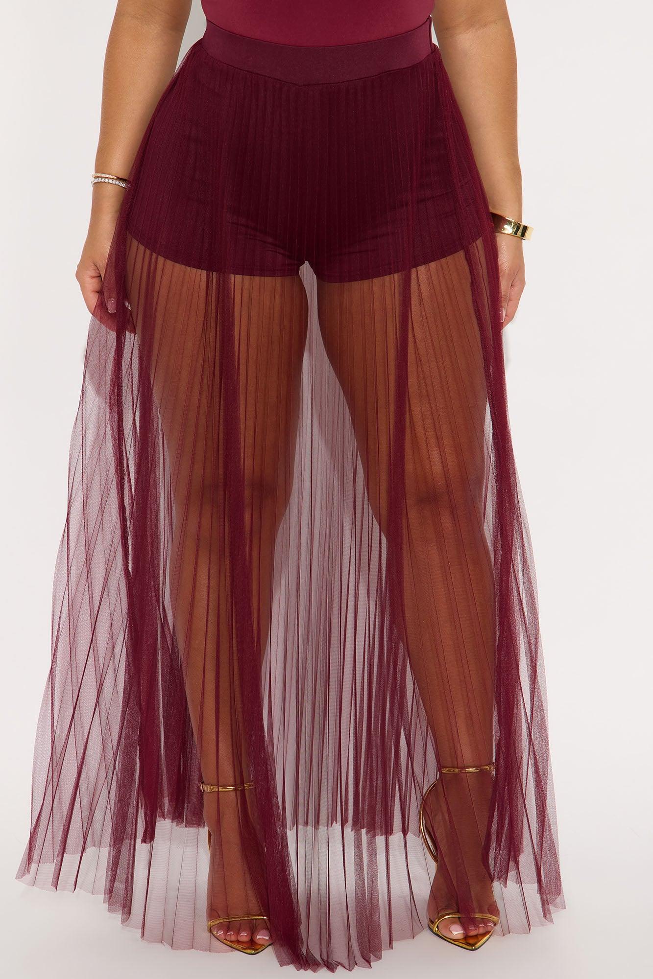 Grace Sheer Tulle Maxi Skirt - Burgundy Female Product Image