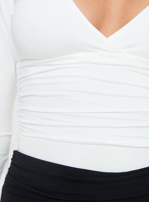 Xander Long Sleeve Bodysuit White Product Image