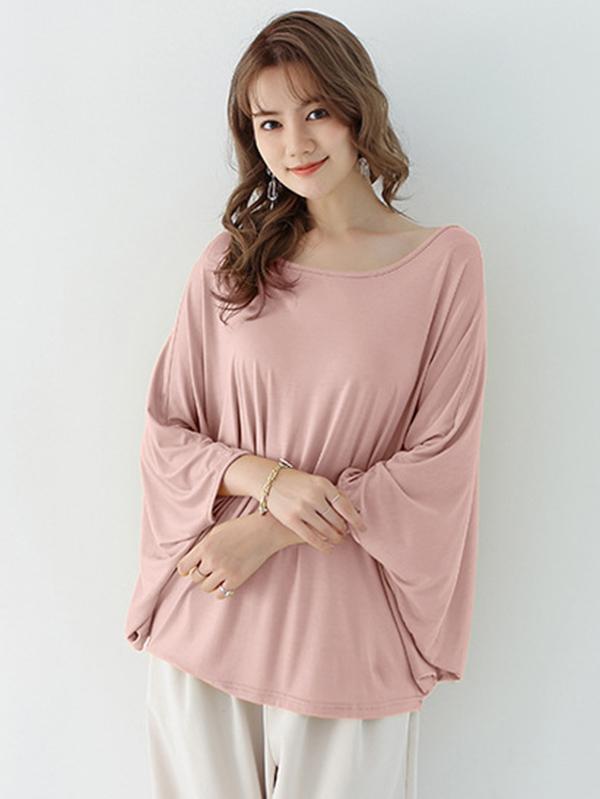 Vintage Loose Round-Neck Batwing Sleeves Shirts Product Image
