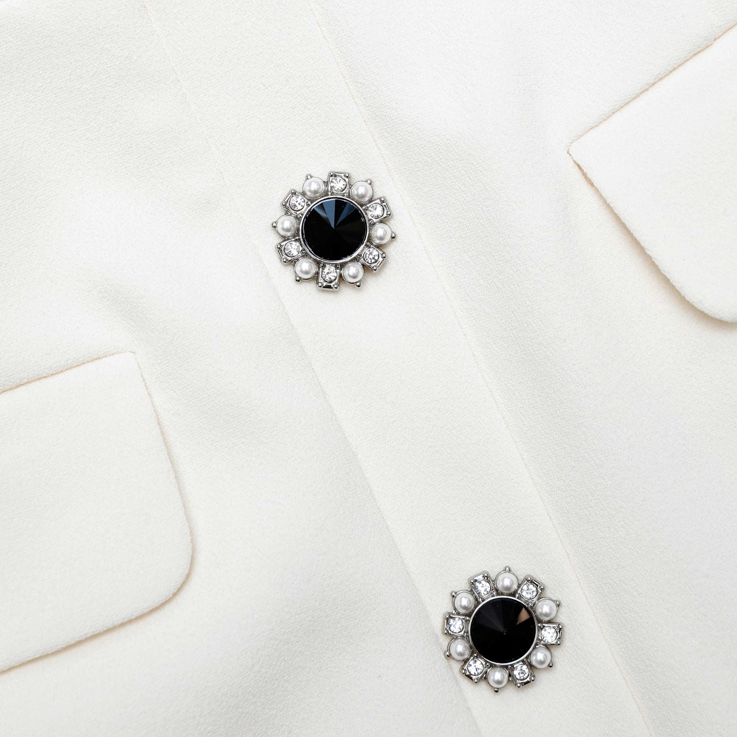 Cream Crepe Button Midi Dress Product Image