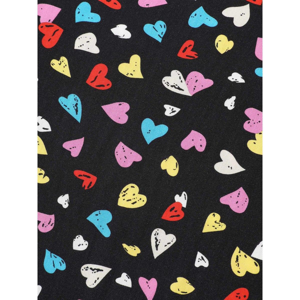 Plus Size Black Heart Pattern Ruffle Sleeves Blouse Women Casual Cap Sleeve Round Neck Everyday Blouses BloomChic 14-16/1X Product Image