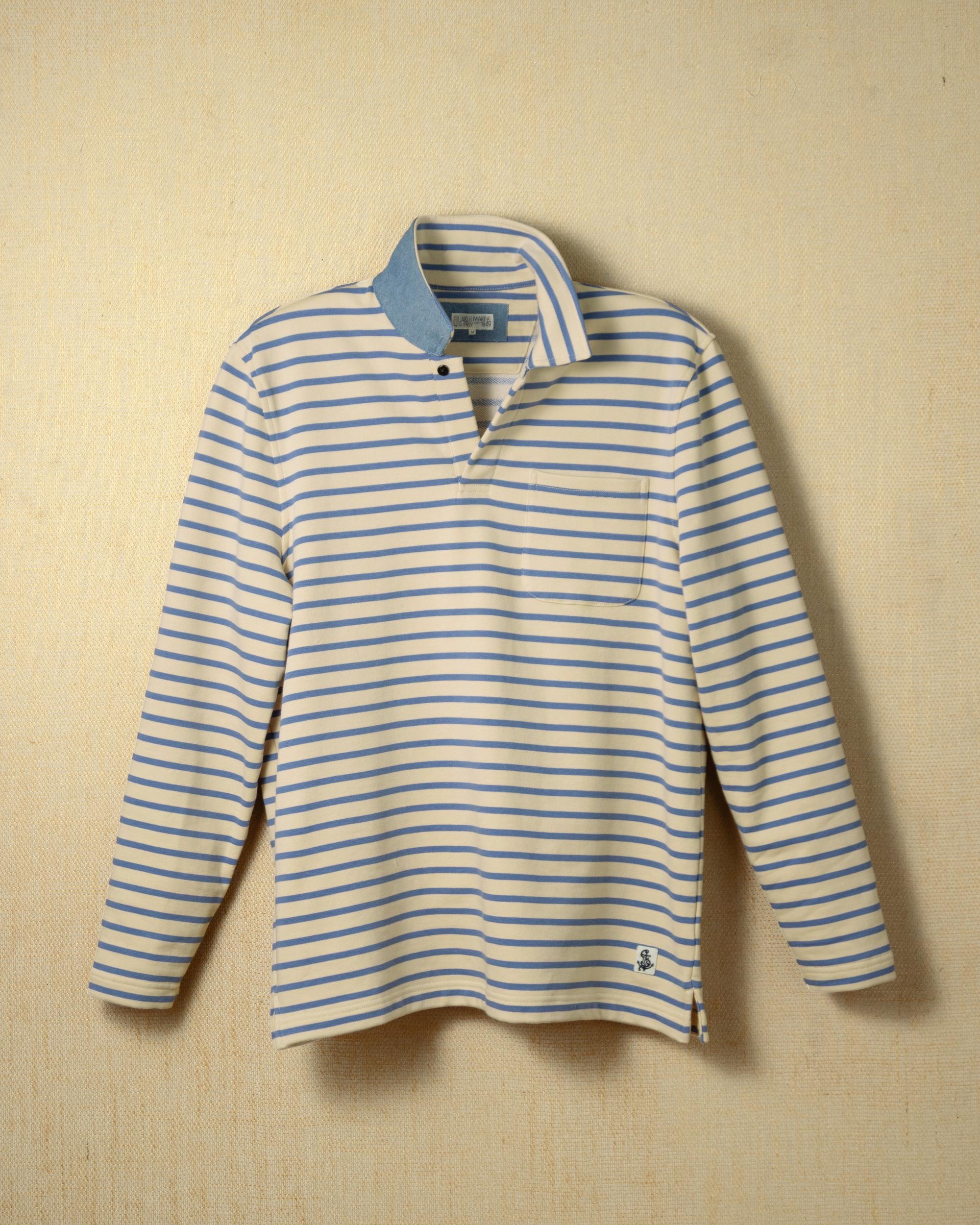 Acadia Polo in Sand/Chambray Loopback Terry Product Image