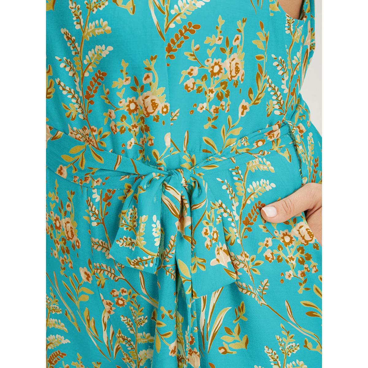 Plus Size Arctic Bandana Print Belt Pocket Spaghetti Strap Jumpsuit Women Vacation Sleeveless Spaghetti Strap Dailywear Loose Jumpsuits BloomChic 14-16/1X Product Image