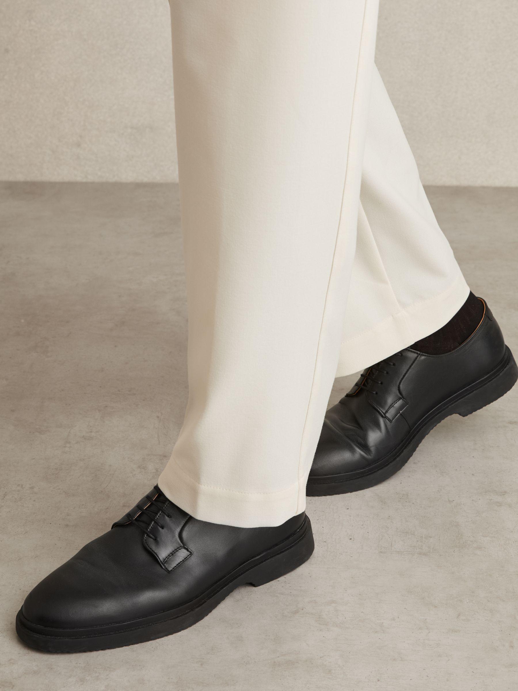Leather Lace-Up Derby Shoes in Black Product Image