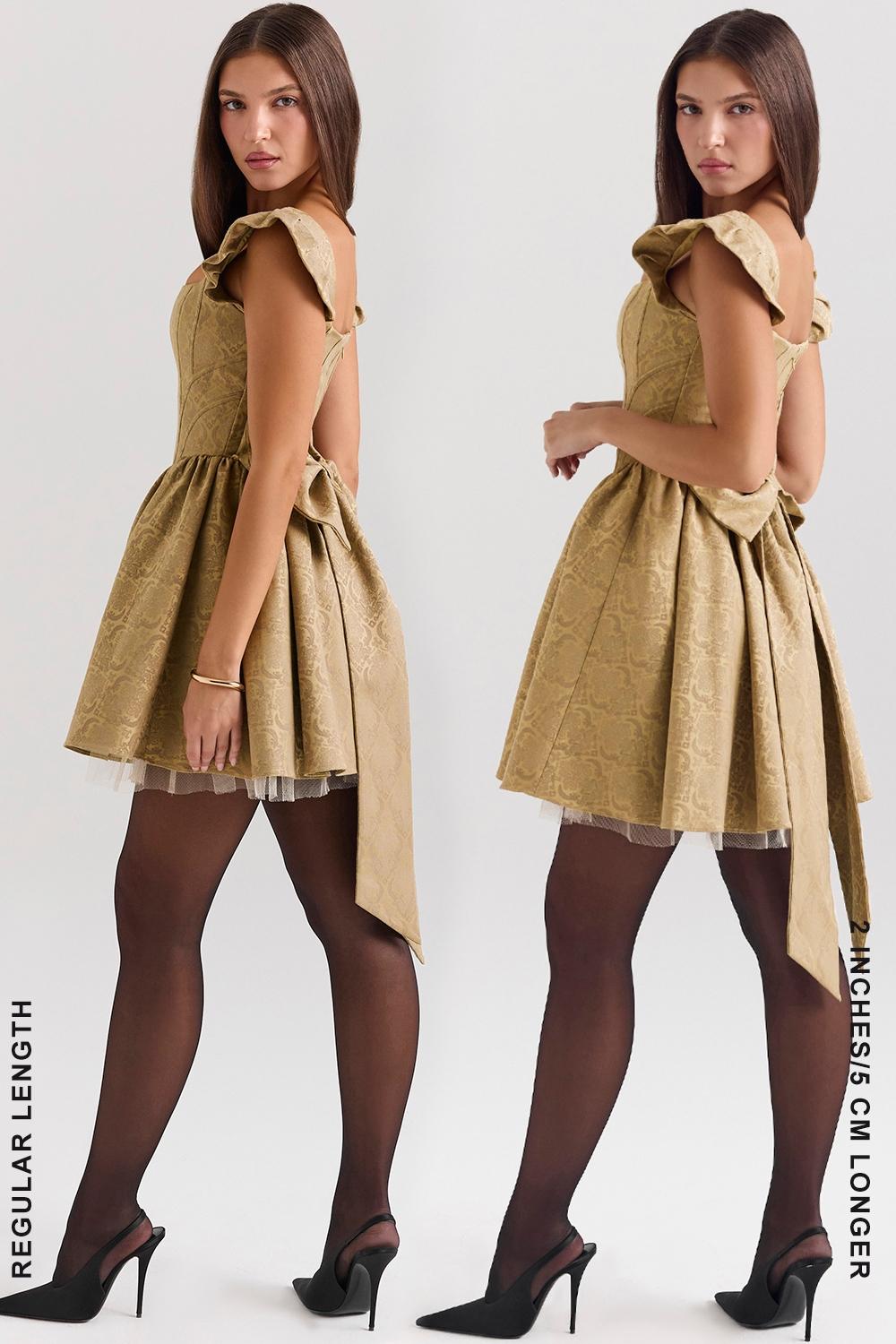 Saasha  gold jacquard mini dress - sale Product Image