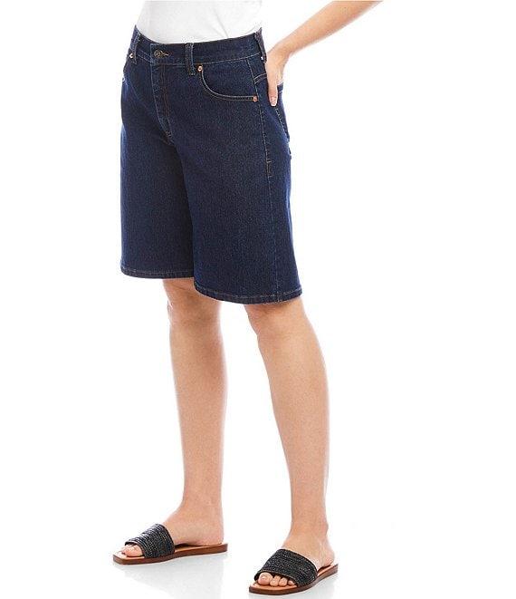 Karen Kane Mid Rise Denim Bermuda Shorts Product Image