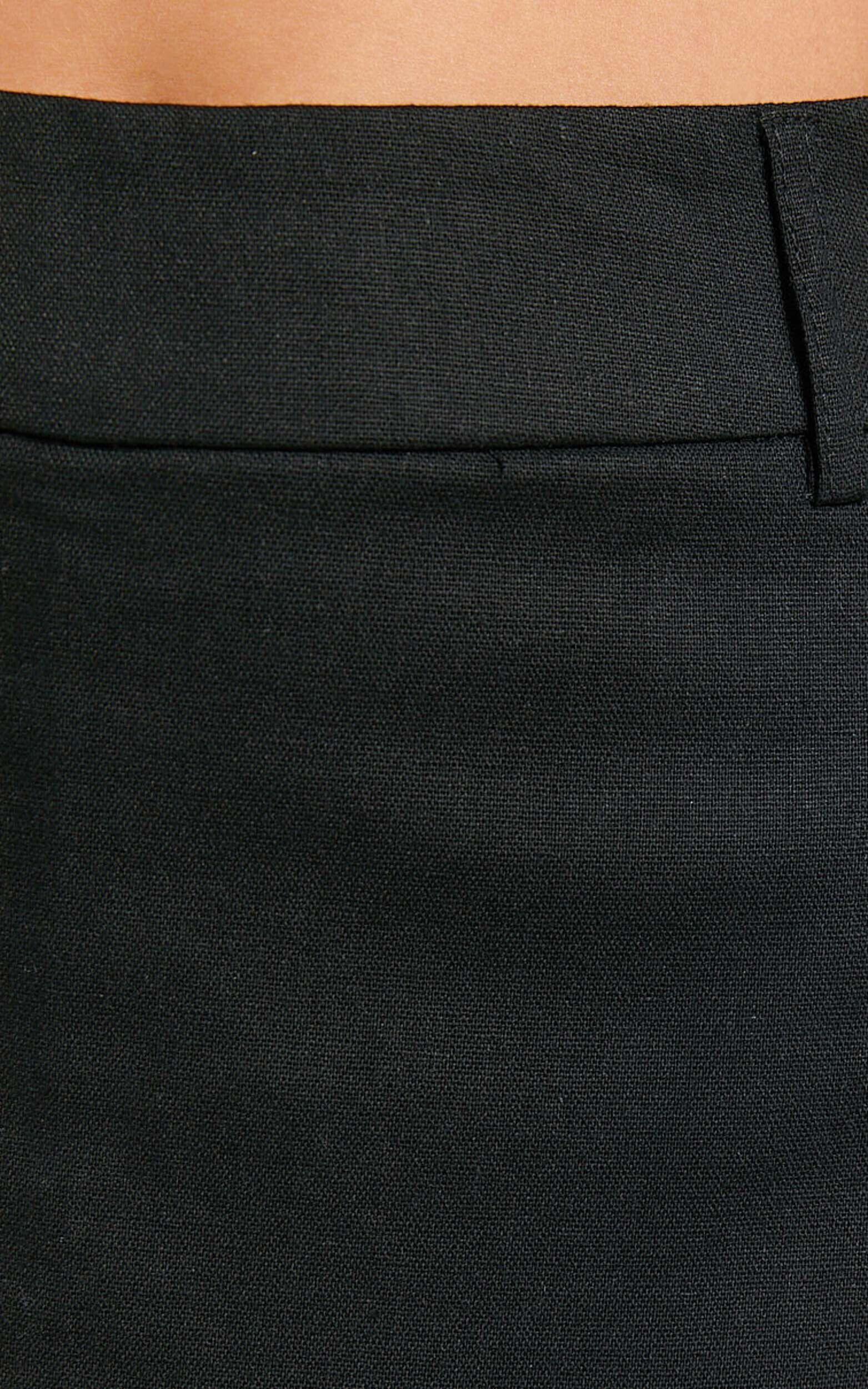 Sara Linen Blend Skort - Wrap Asymmetric Mini Skort in Black Product Image