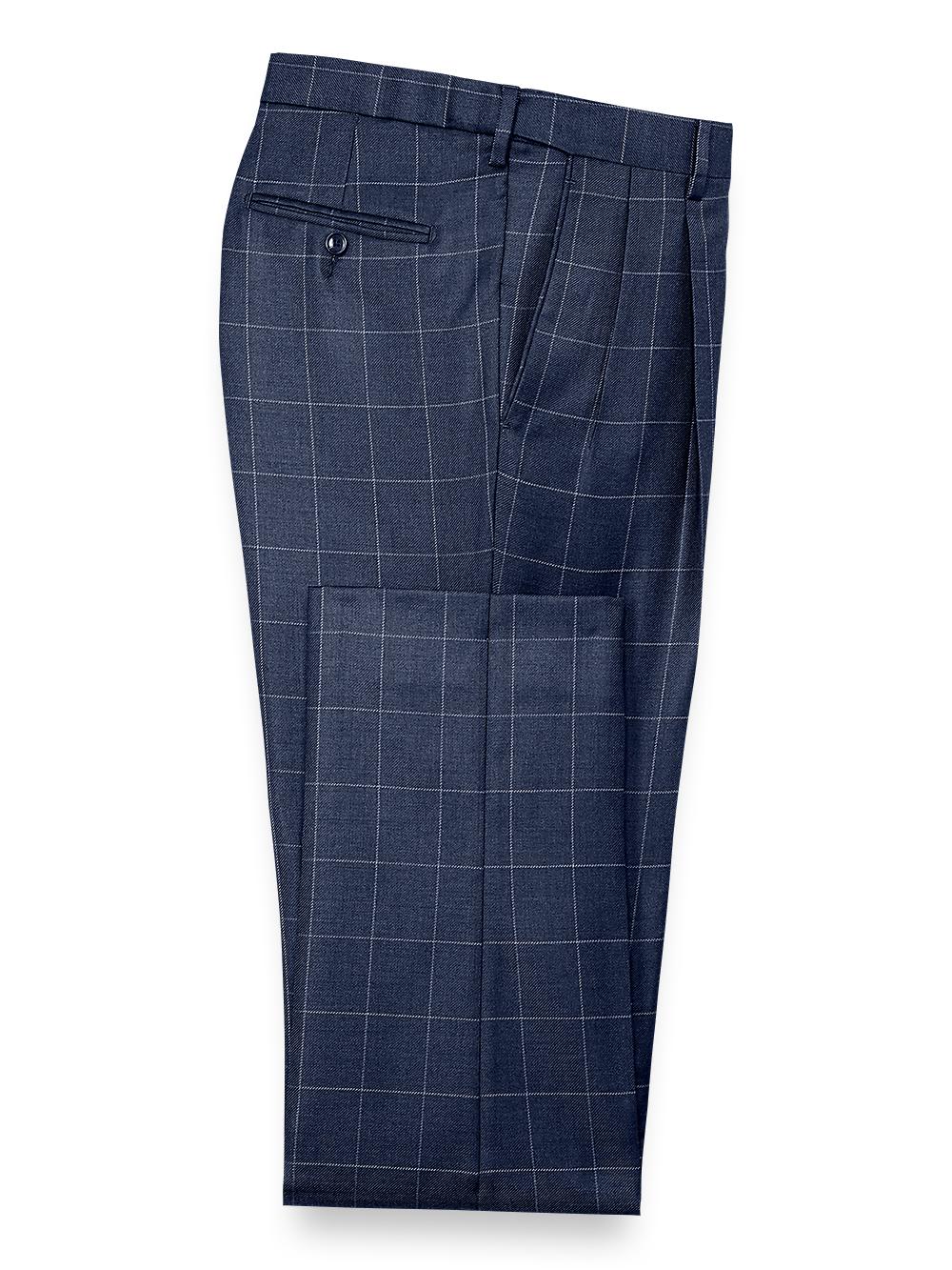 Tailored Fit Essential Wool Pleated Pants - Navy Product Image