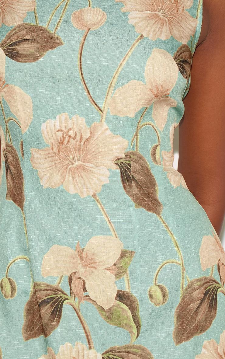 Green Boat Neck Linen Shift Dress Product Image