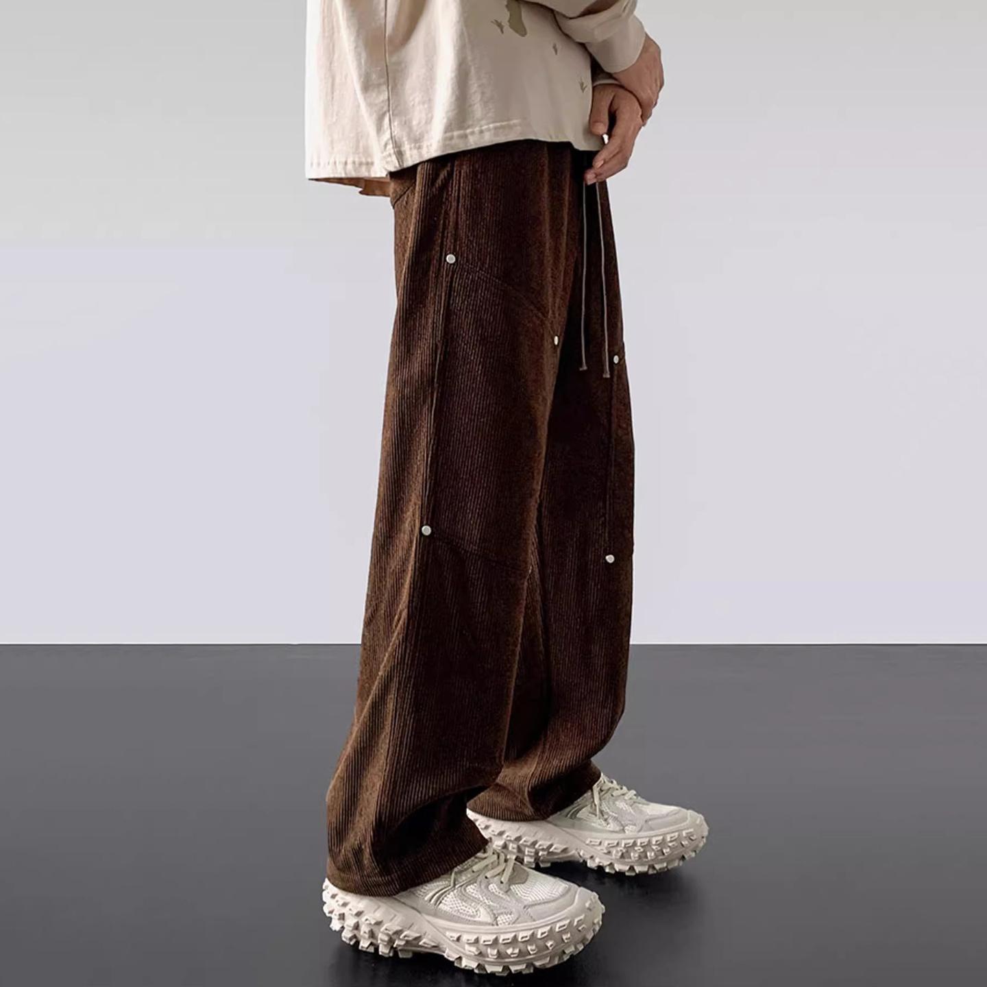 American Retro Trendy Corduroy Rivet Pants Product Image