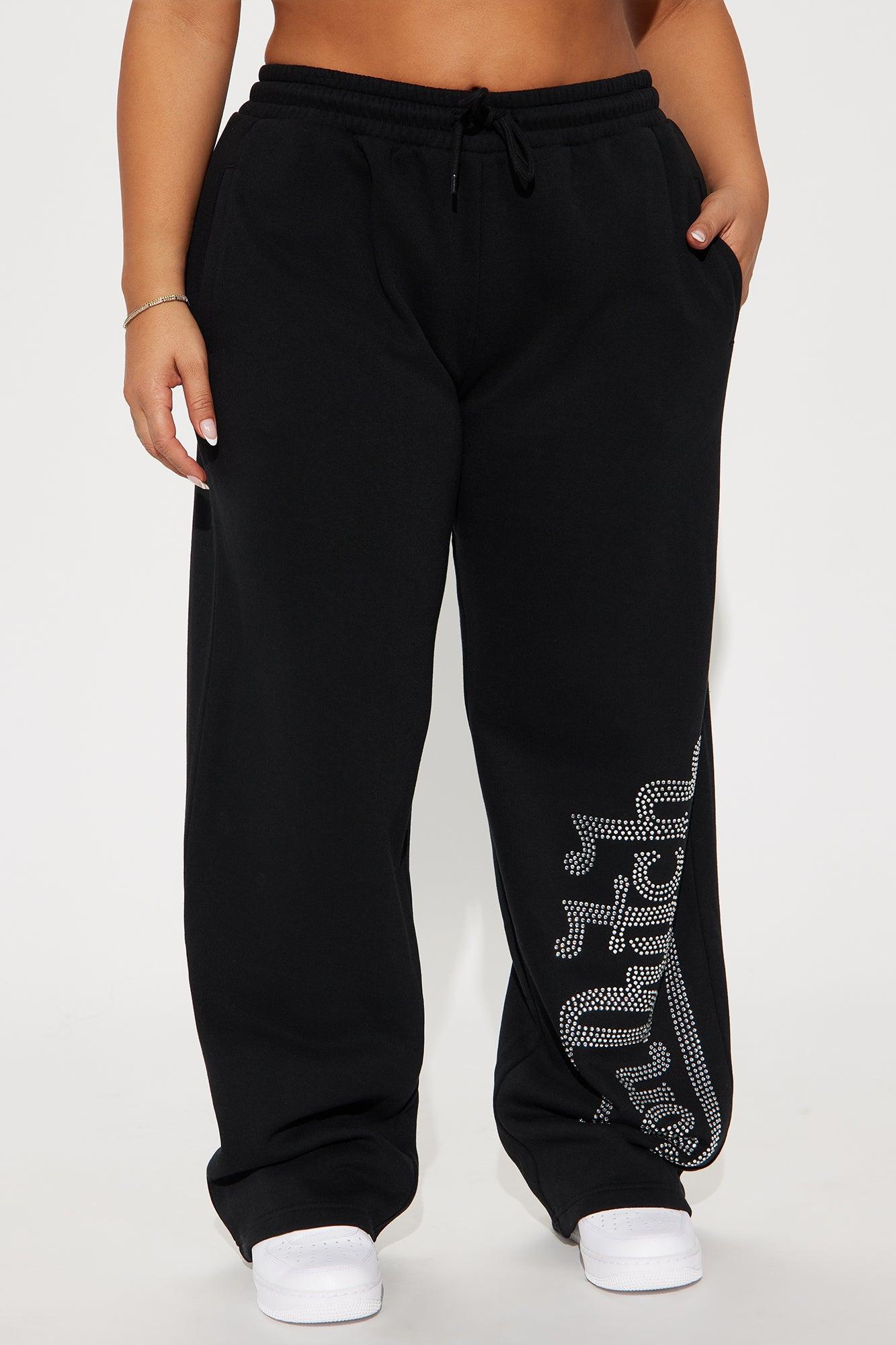 Von Dutch Rhinestone Wide Leg Pant - Black Product Image