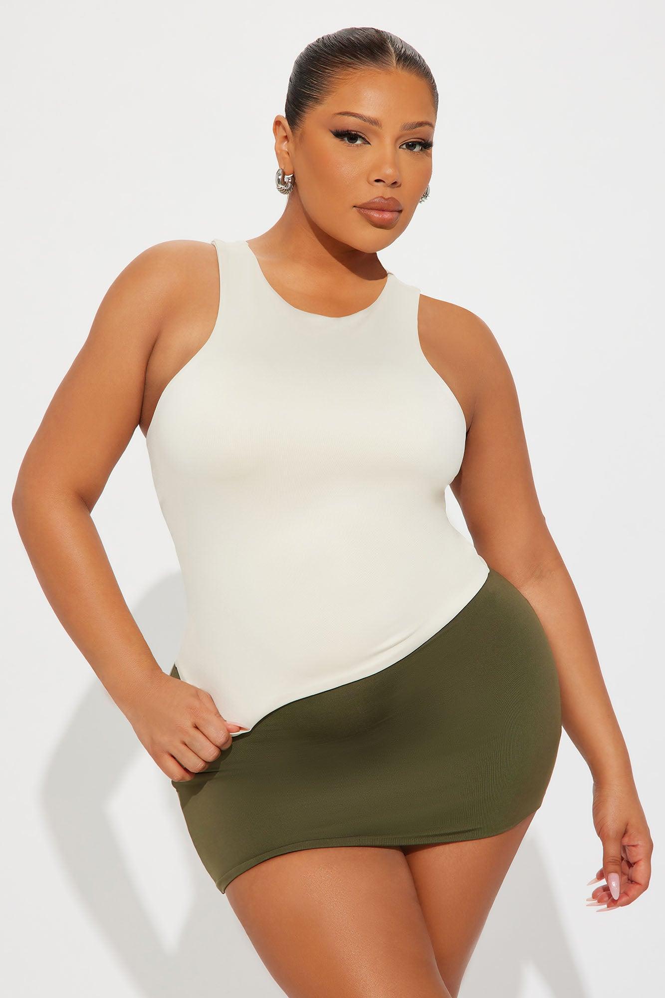 Contour Double Lined High Neck Tank Top - Bone Female Product Image