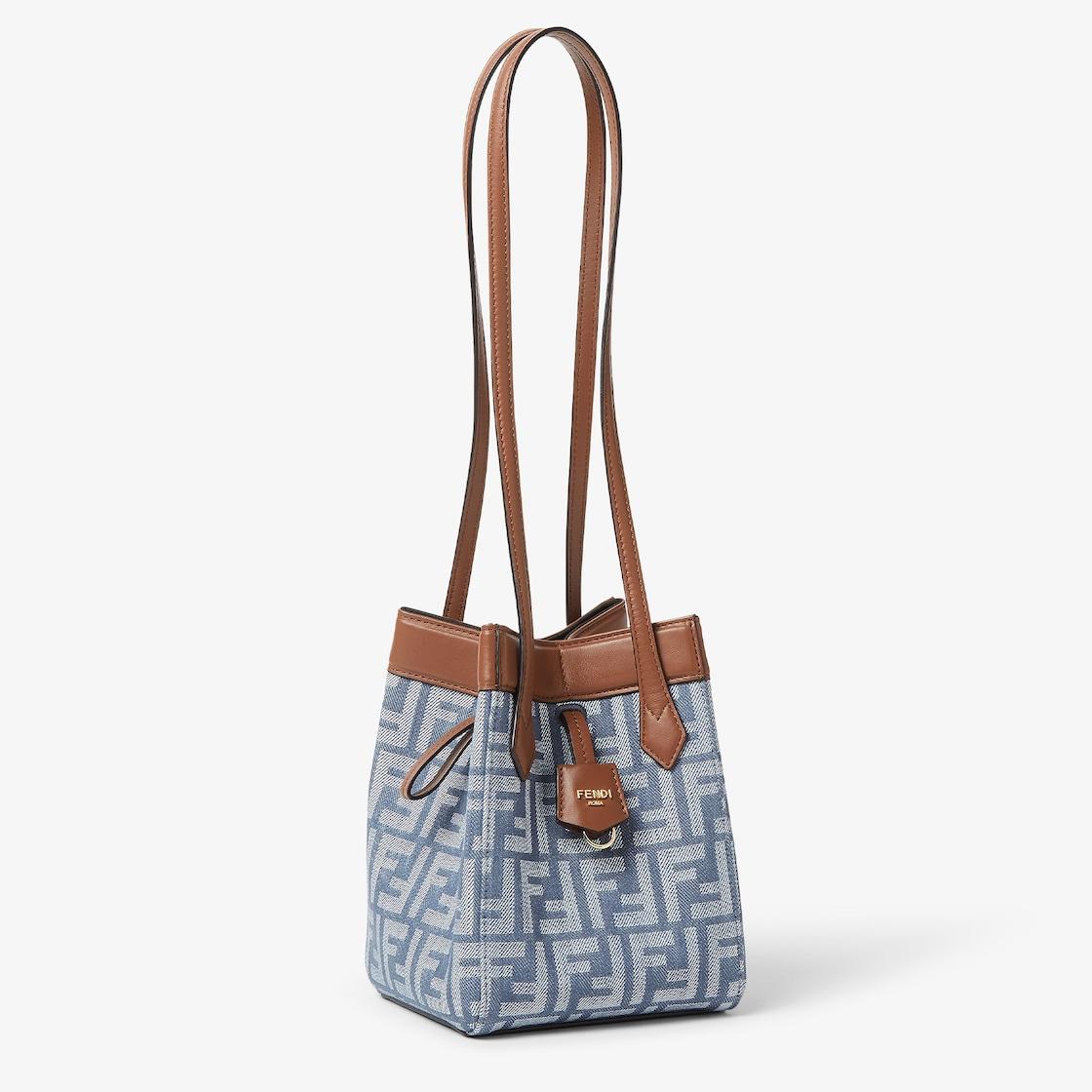 Fendi Origami MiniBlue denim-effect FF jacquard transformable mini-bag Product Image