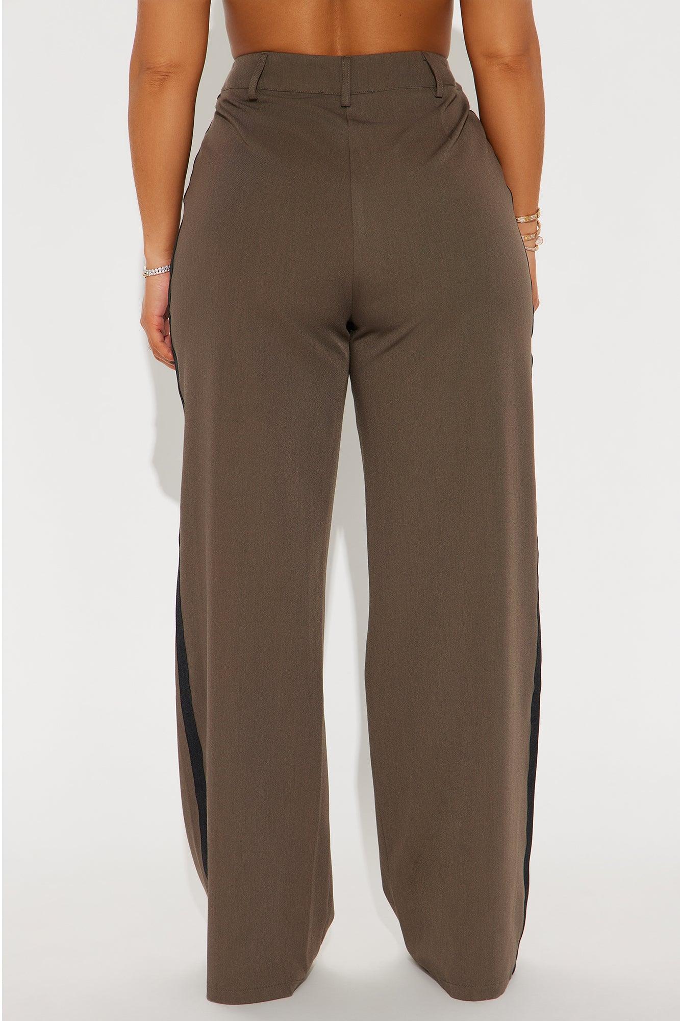 Sabine Contrast Stripe Trouser - Mocha Product Image