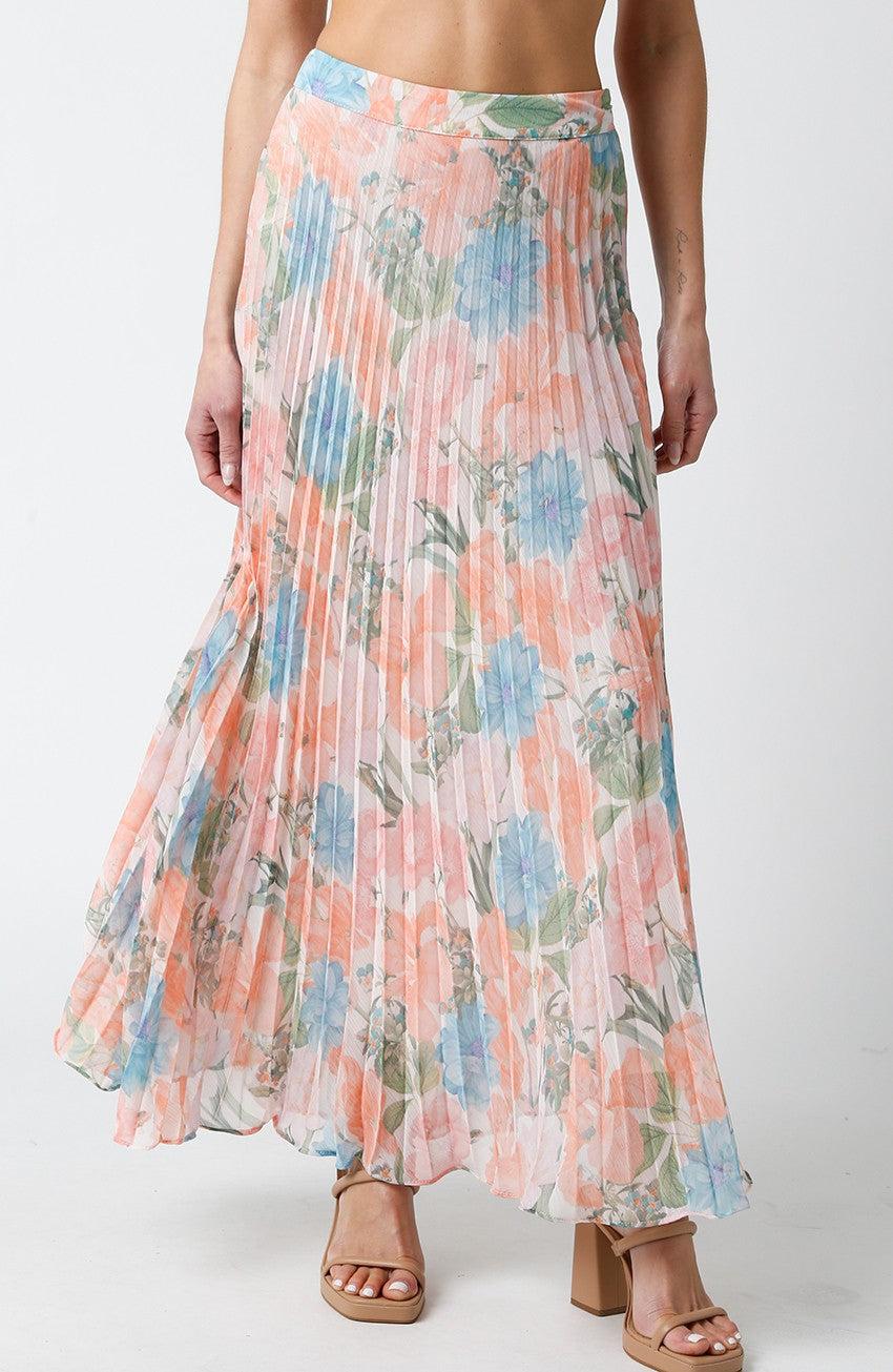 FINAL SALE Kiera Floral Pleated Maxi Skirt Product Image