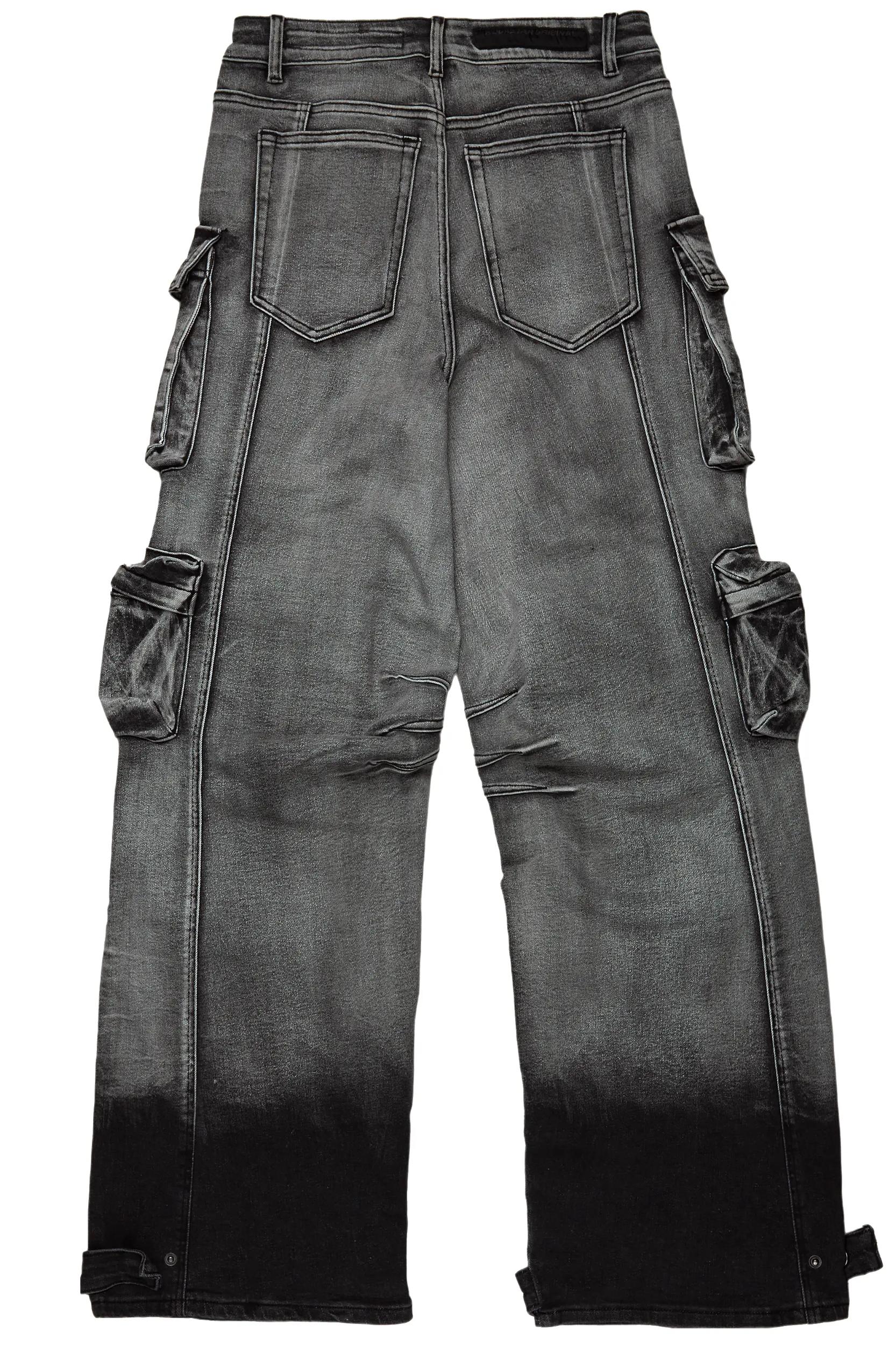 Mahesh Dark Grey Baggy Cargo Jean Male Product Image
