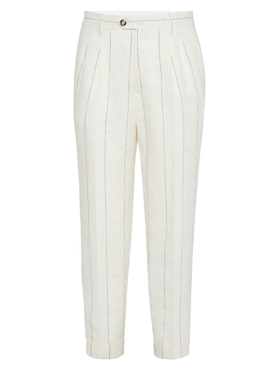 Mens Wide Chalk Stripe Leisure Fit Trousers Product Image