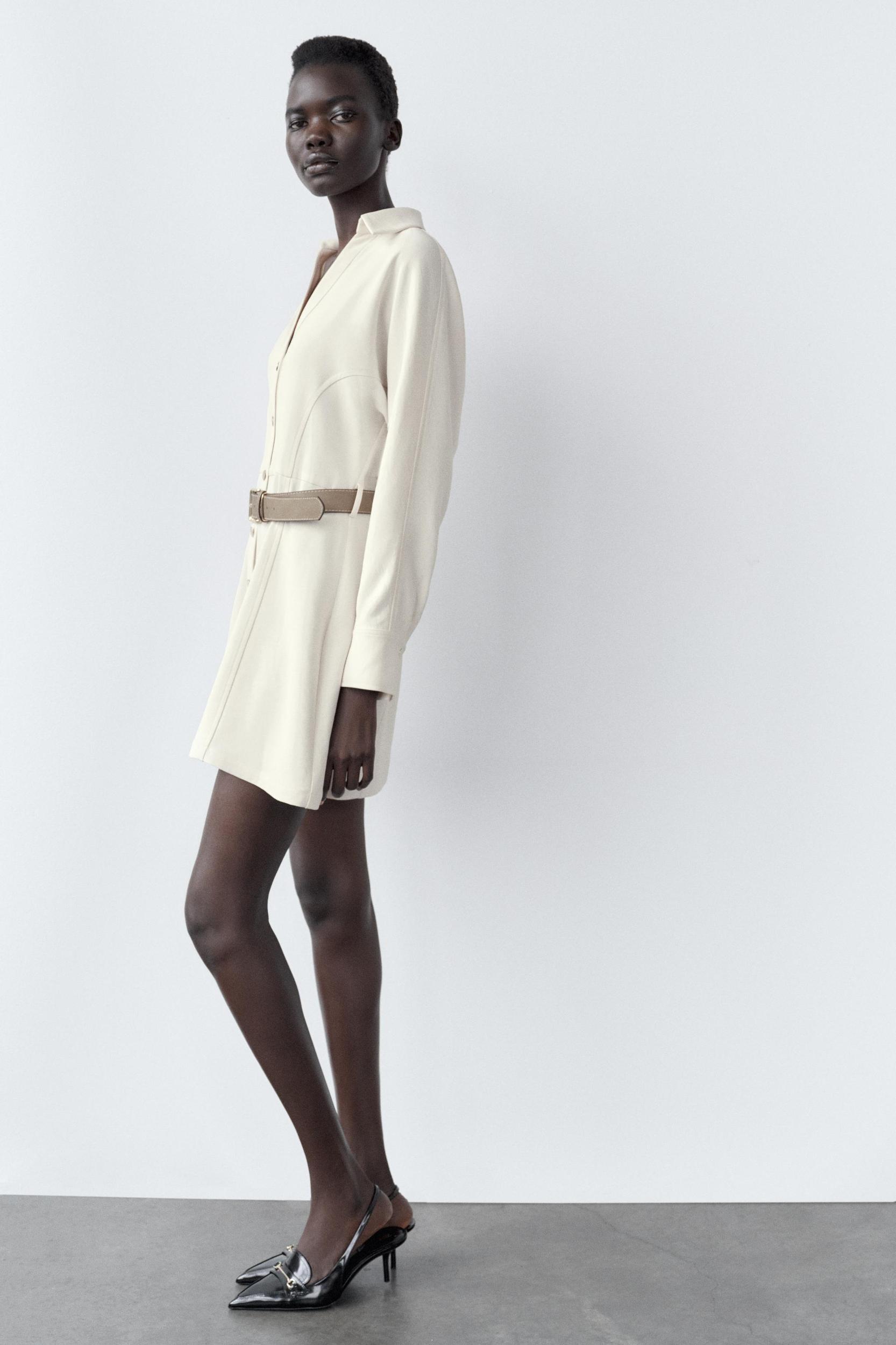 BELTED CREPE MINI DRESS Product Image