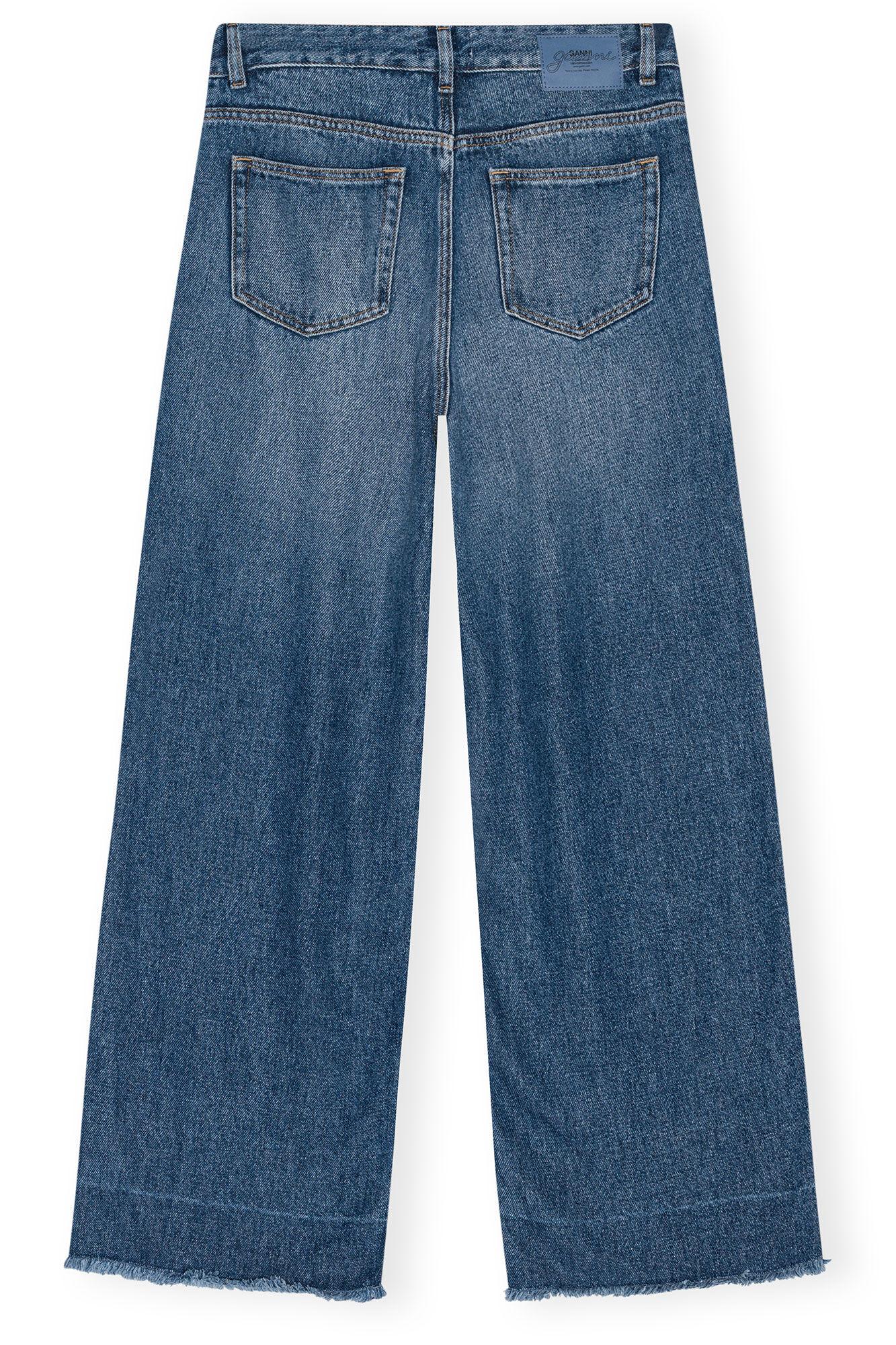 Blue Pleated Jeans Product Image