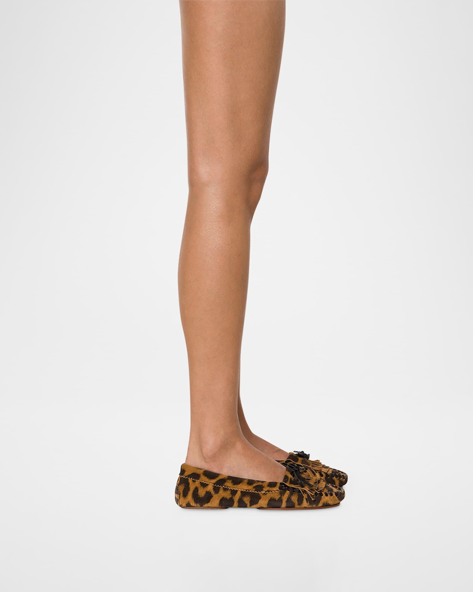 Indiana Leopard Fringe Mocassin Loafers Product Image