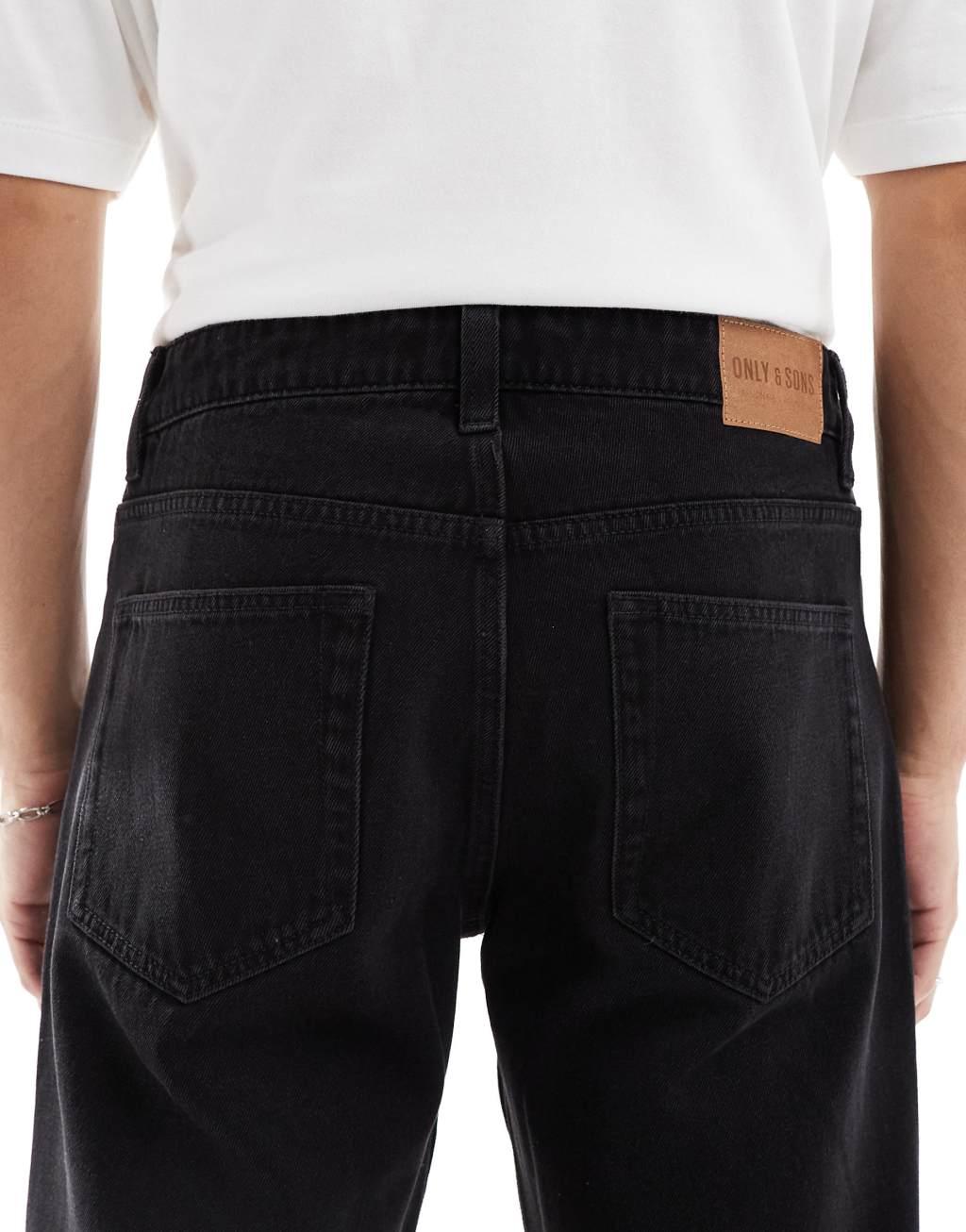 ONLY & SONS straight fit jeans in washed black Product Image