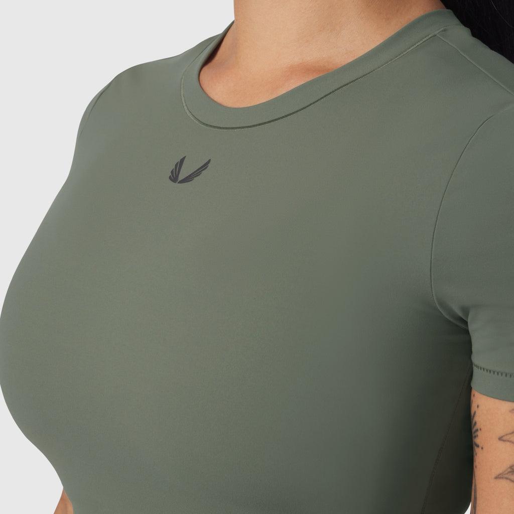 W019. LYCRA® Cropped Tee - Sage Product Image