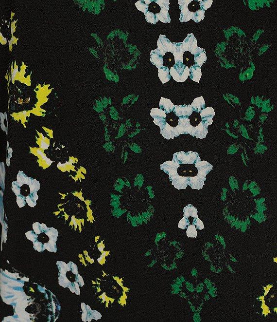 Eva Varro Knit Flower Pattern Scoop Neck Long Batwing Sleeve Tunic Product Image