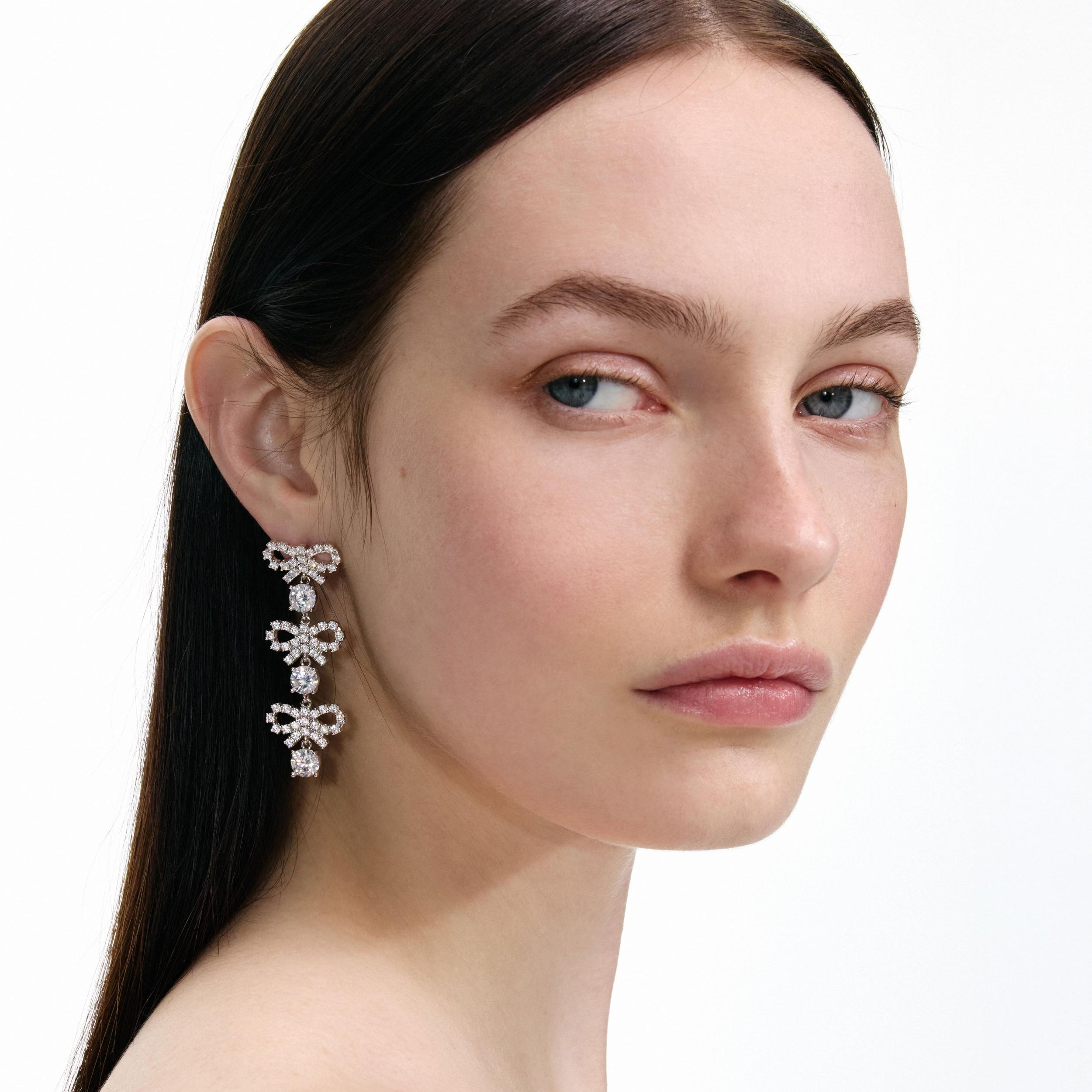 Micro Bow Crystal Tiered Earrings Product Image