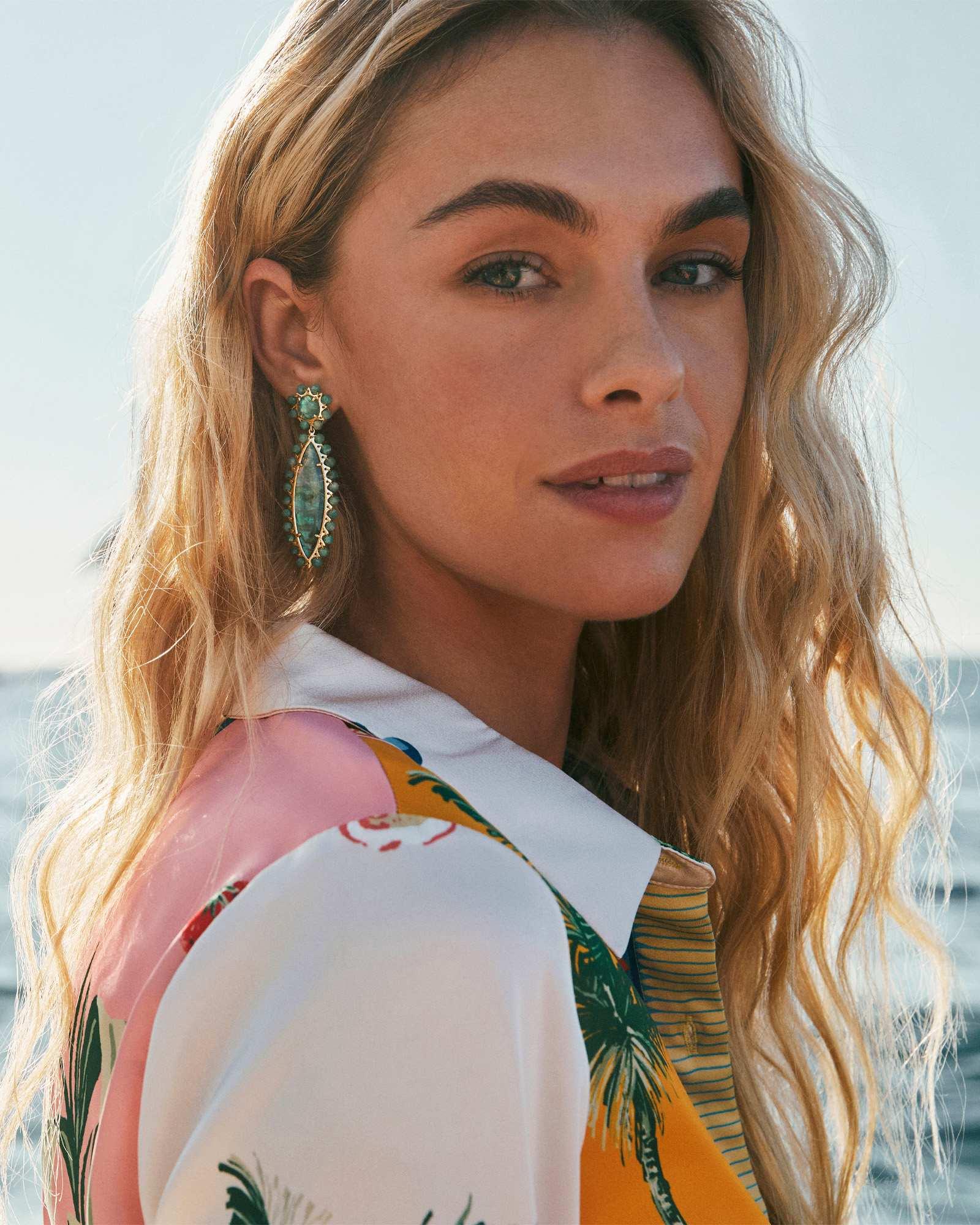 Genevieve Gold Beaded Statement Earrings Product Image