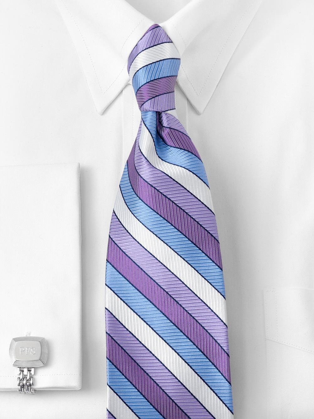 Stripe Woven Silk Tie - Purple Multi Product Image