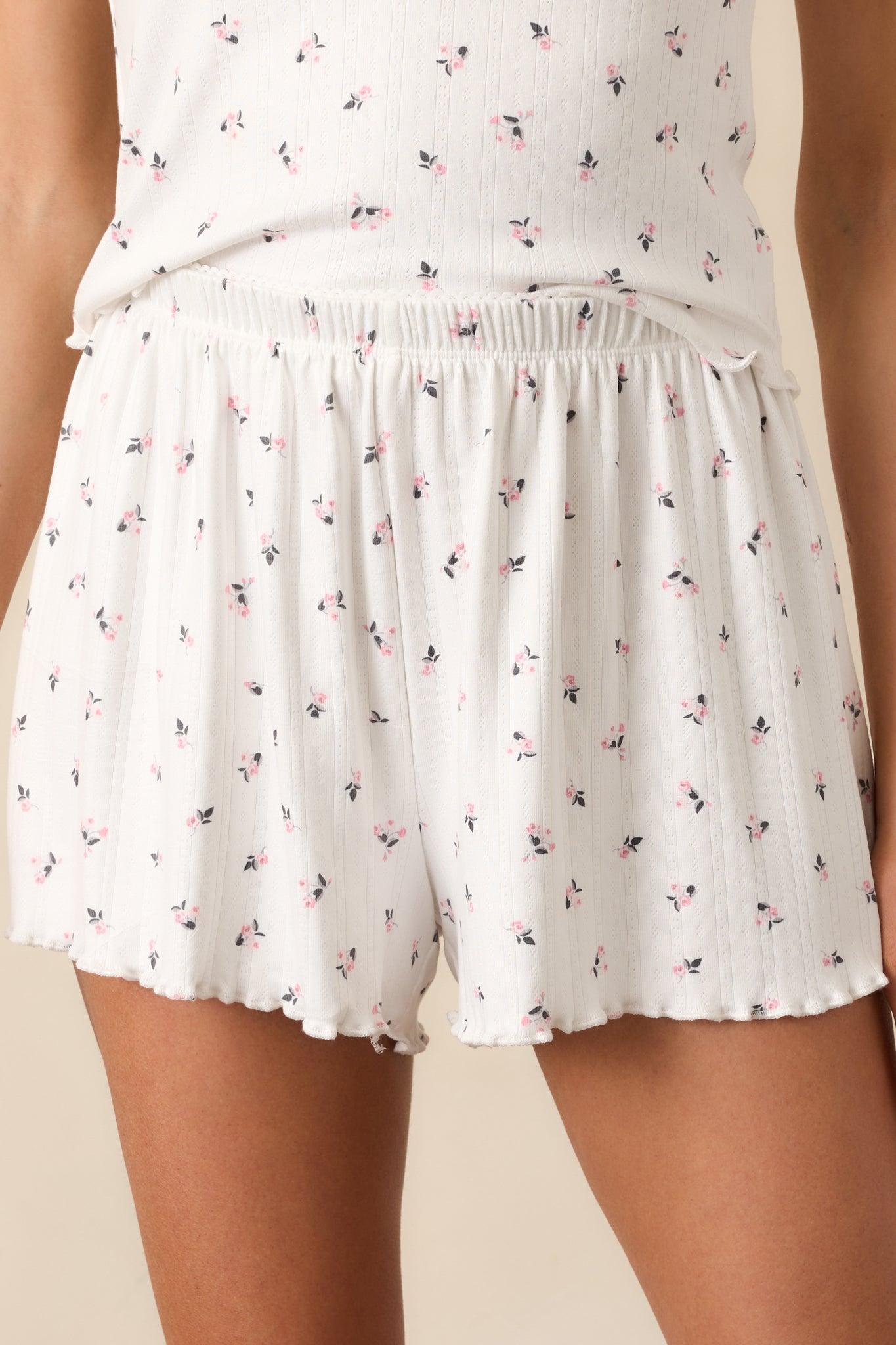 Z Supply White Emmie Ditsy Floral Pointelle Short Product Image