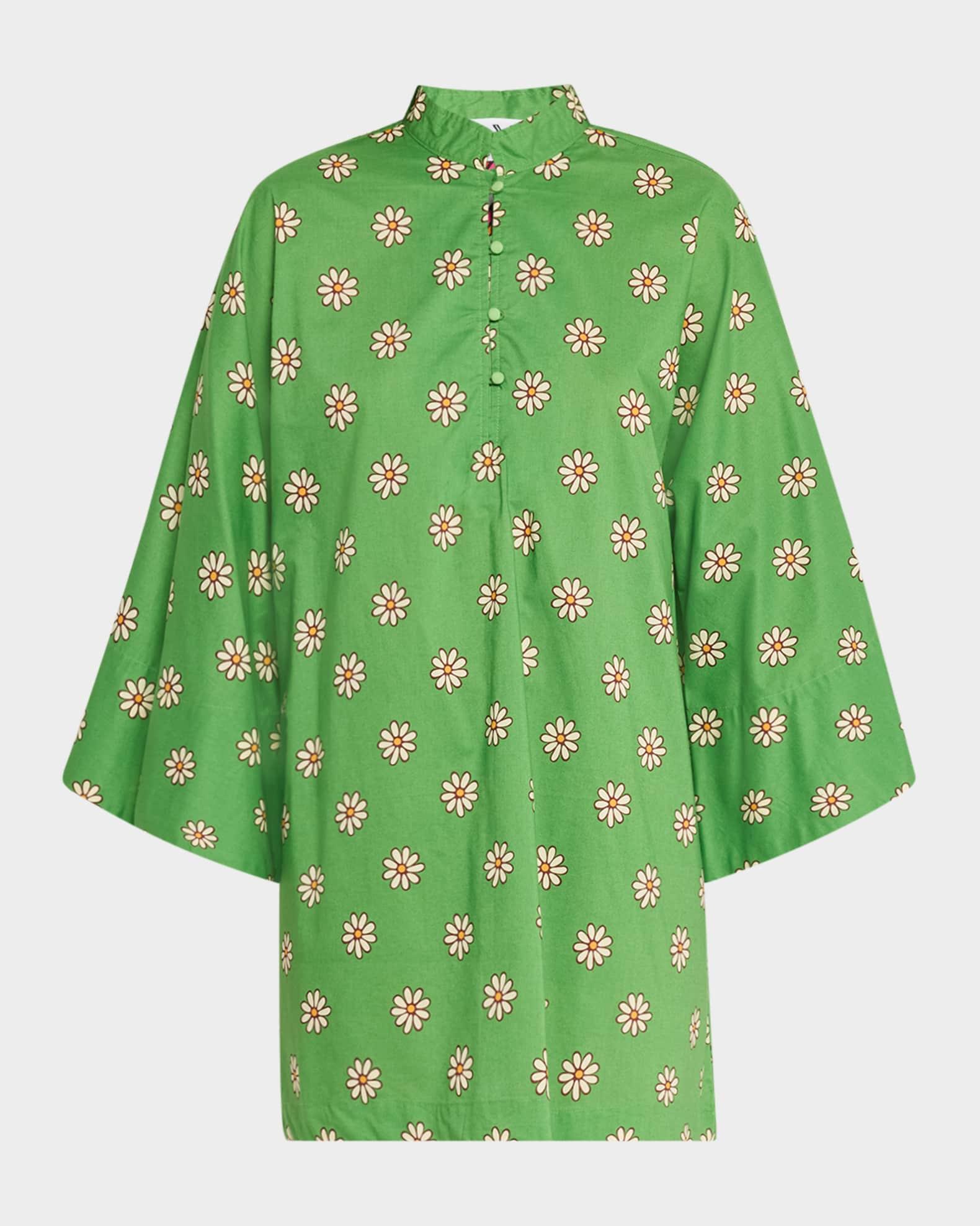 Daisy-Print Cotton Mini Caftan Product Image