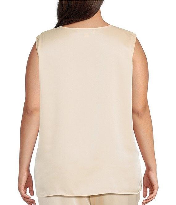 Caroline Rose Plus Size Soft Satin Scoop Neck Sleeveless Long Coordinating Tank Top Product Image