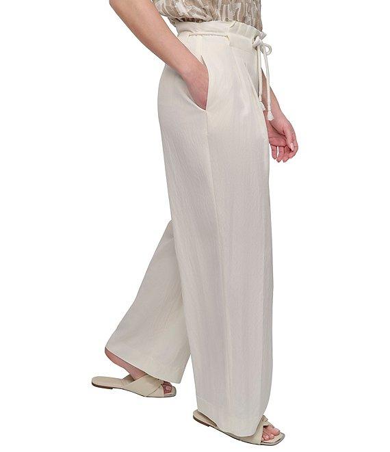DKNY by Donna Karan Rope Tie Front Wide Leg Pants Product Image