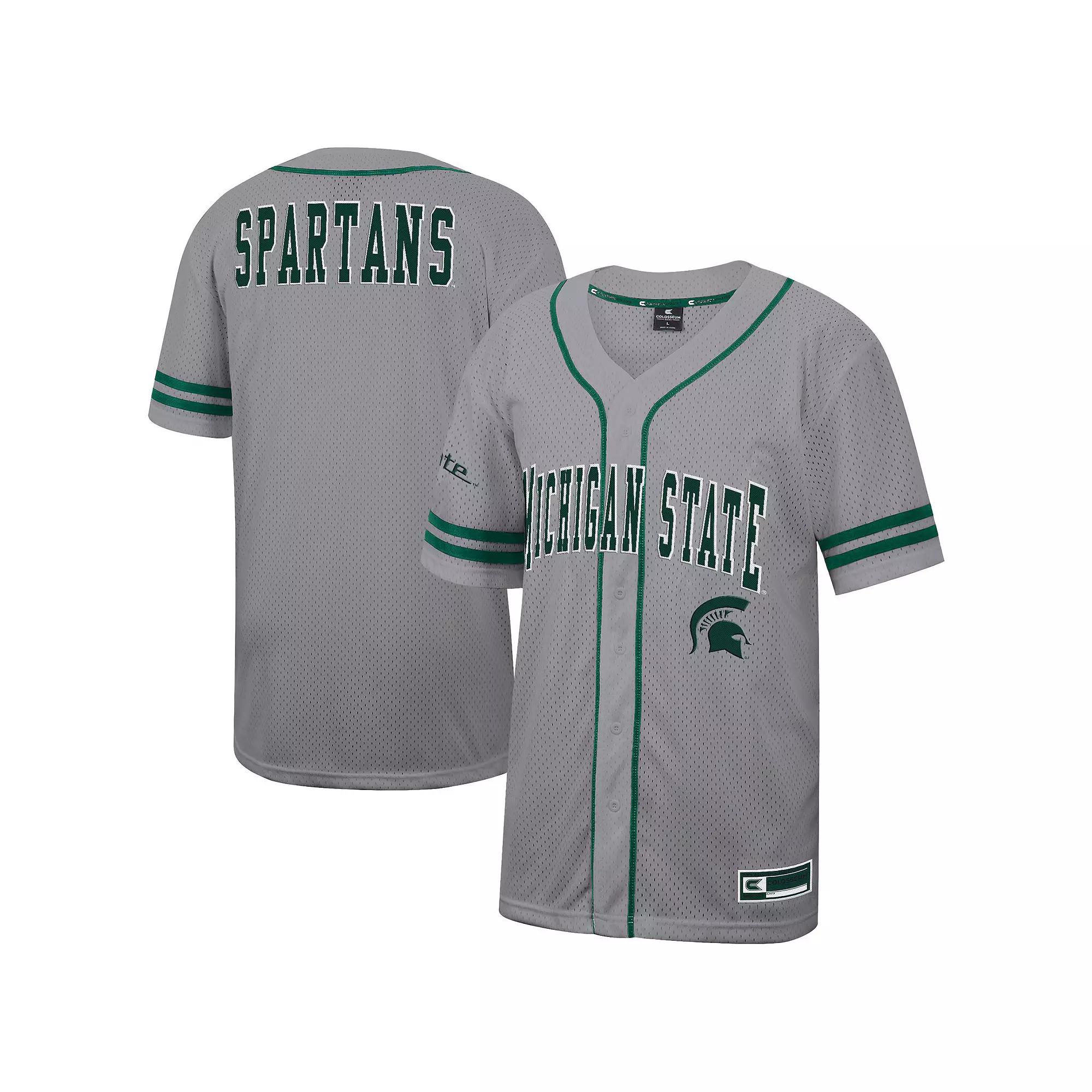 Men's Colosseum Gray Michigan State Spartans Free Spirited Baseball Jersey,  Product Image