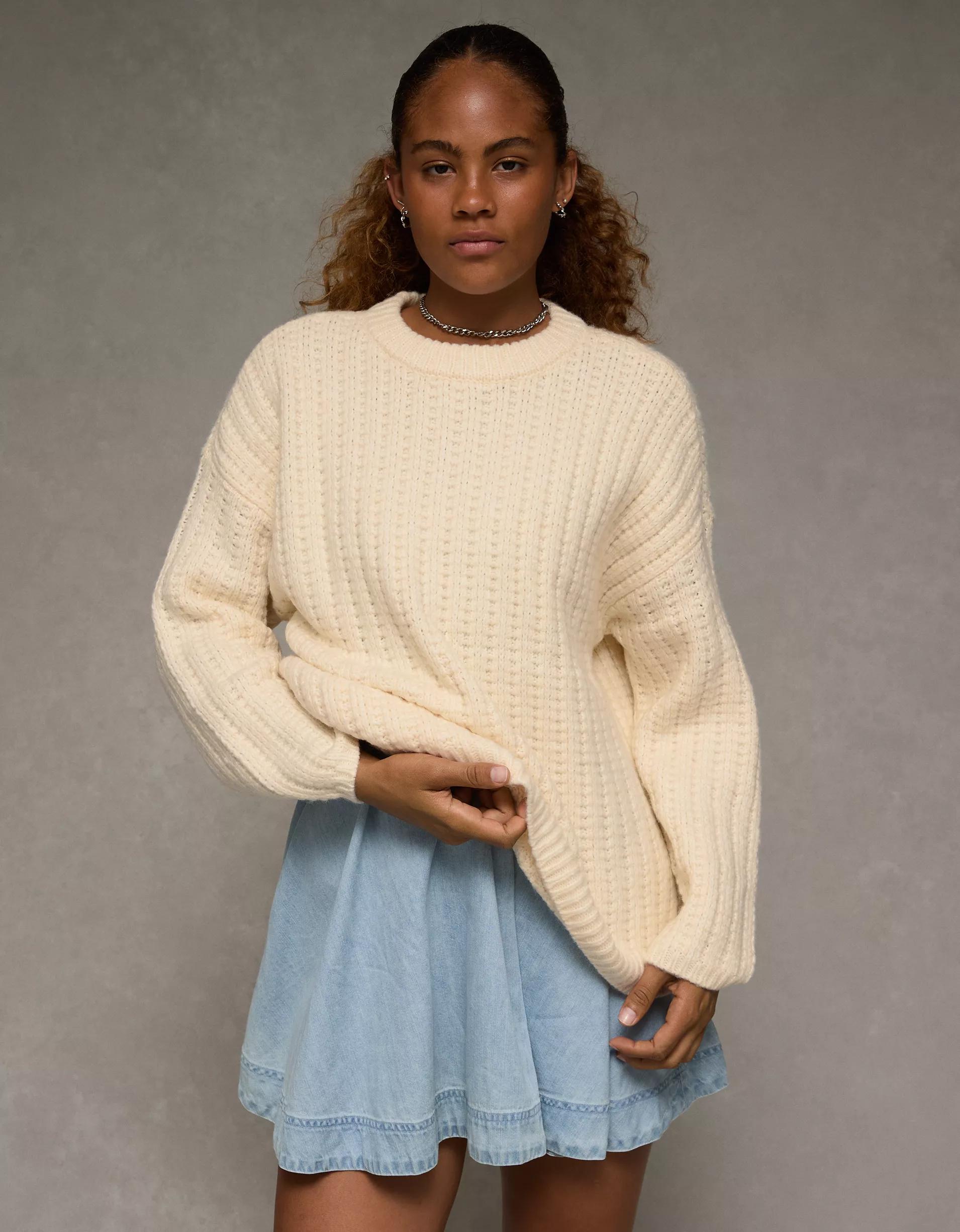 AE Oversized Waffle Sweater Product Image