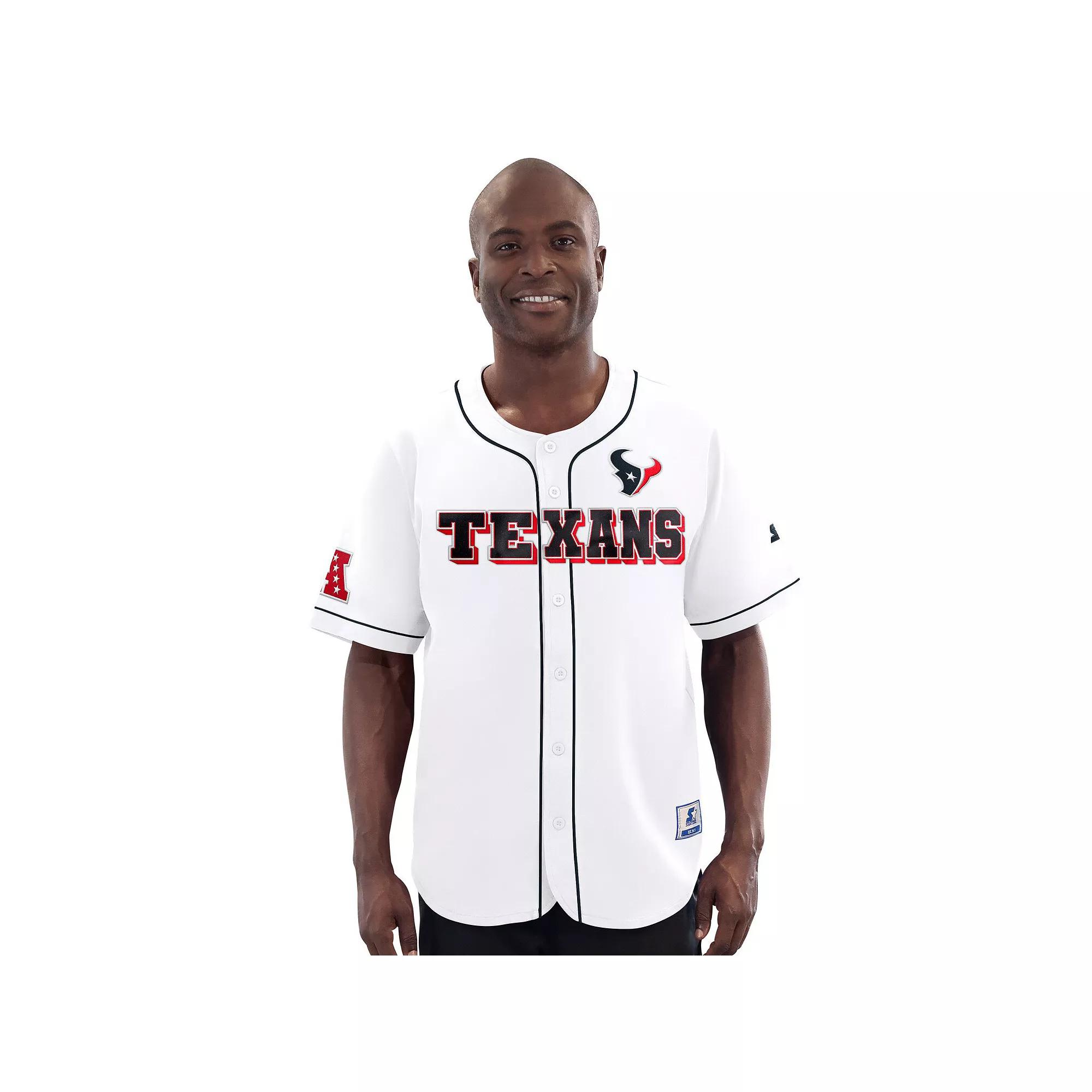Men's Starter  White Houston Texans Relay Full-Button Baseball Jersey, Size: Medium Product Image